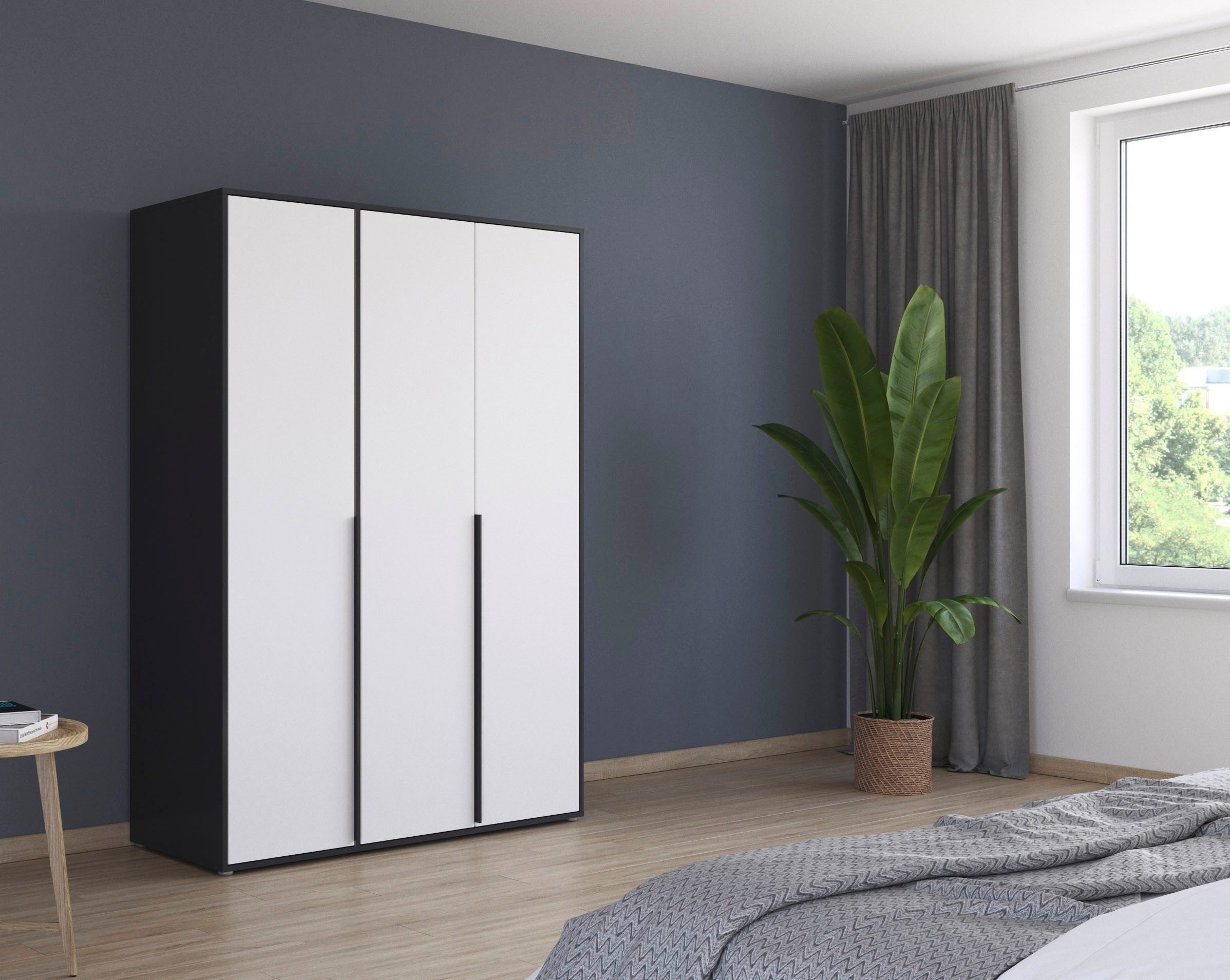 rauch Draaideurkast Kledingkast Kast Garderobe Wasmand NAGATA veel Opbergruimte met moderne stanggrepen in grijs metallic topseller made in germany