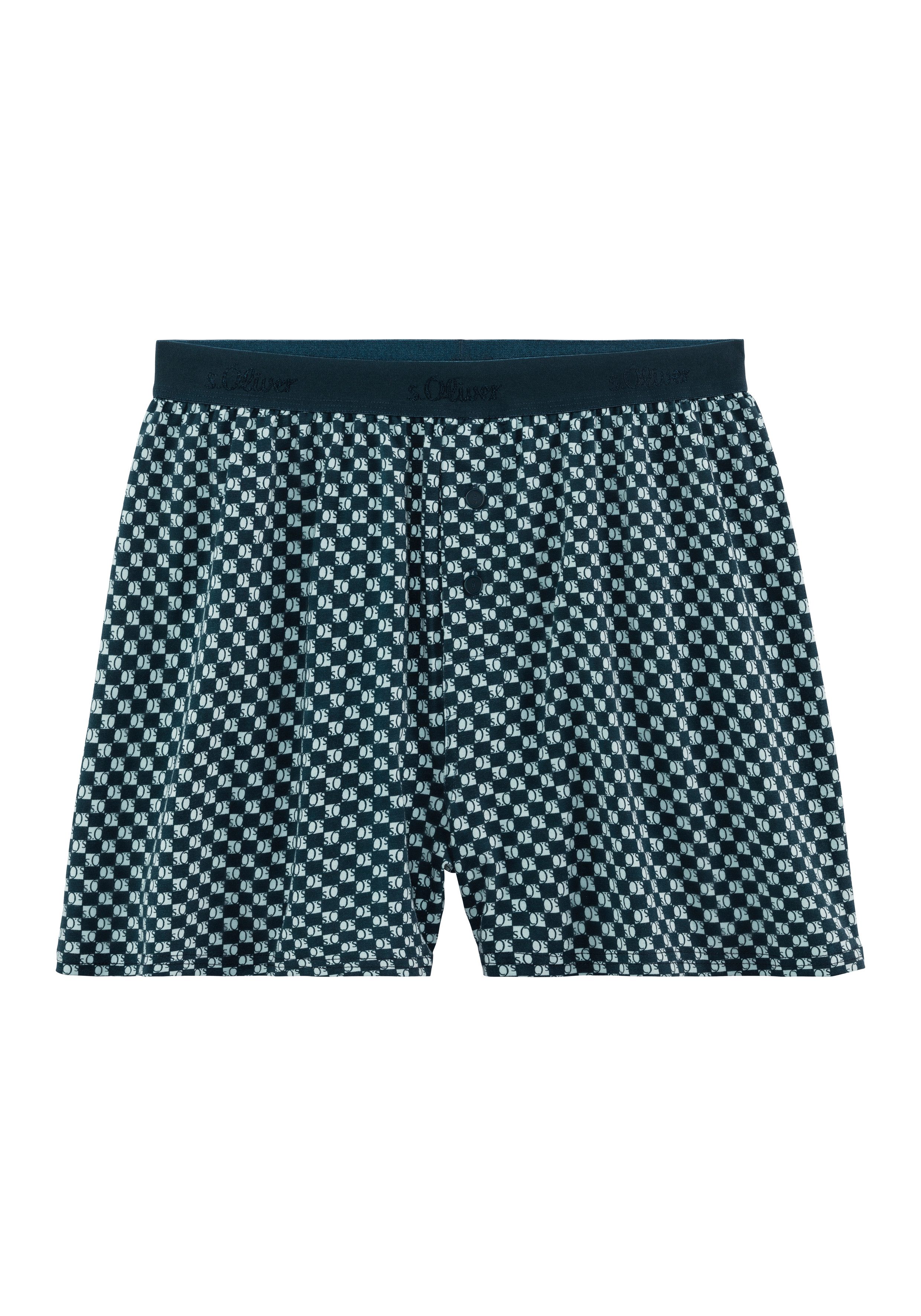 s.Oliver RED LABEL Beachwear Wijde boxershort unikleur en gedessineerd (set 2 stuks)
