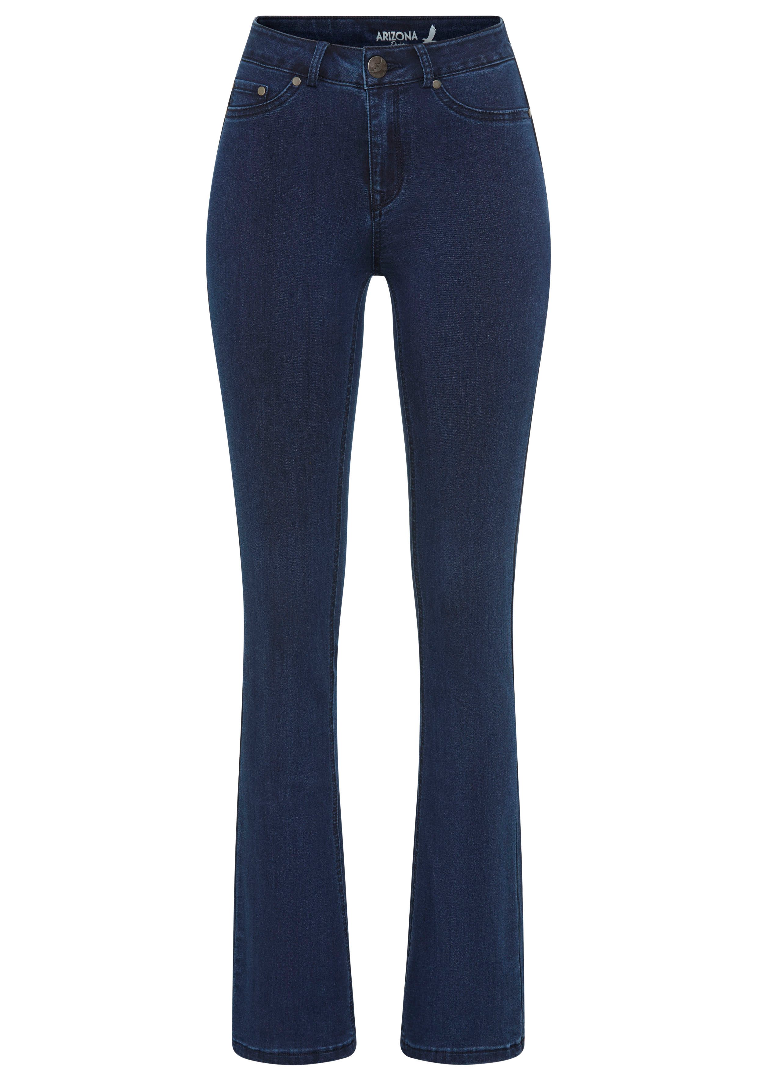 Arizona Bootcut jeans Ultra Stretch uitlopende pasvorm, used-wassing, hoge taille