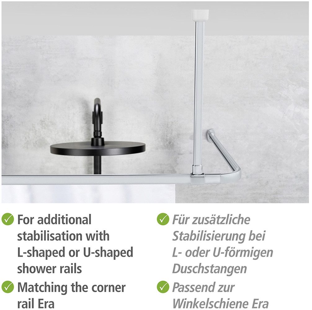 WENKO Douchestangen-plafondhouder Model Era Plafondsteun van aluminium voor hoekrail Era, 57 cm