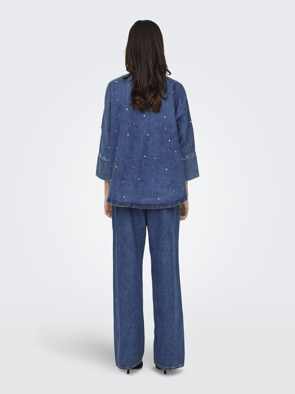 Only Jeans blouse ONLGRACE 3 4 RHINESTONE MB DNM SHIRTNOOS