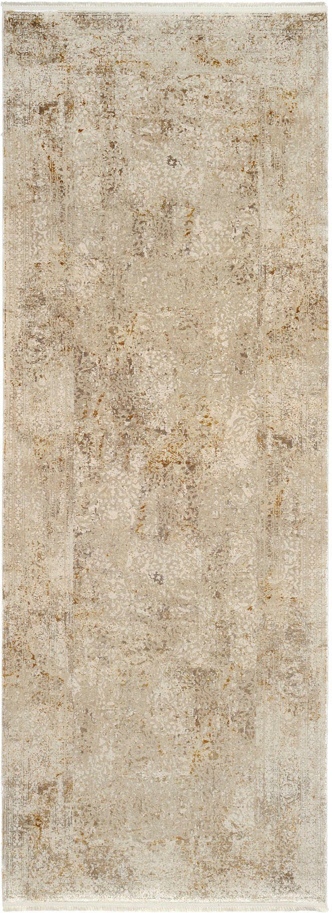 OCI DIE TEPPICHMARKE Loper BESTSELLER CAVA Glanzend viscose, met franje, woonkamer lopers maat 80 cm x 250 cm x 8 mm beige