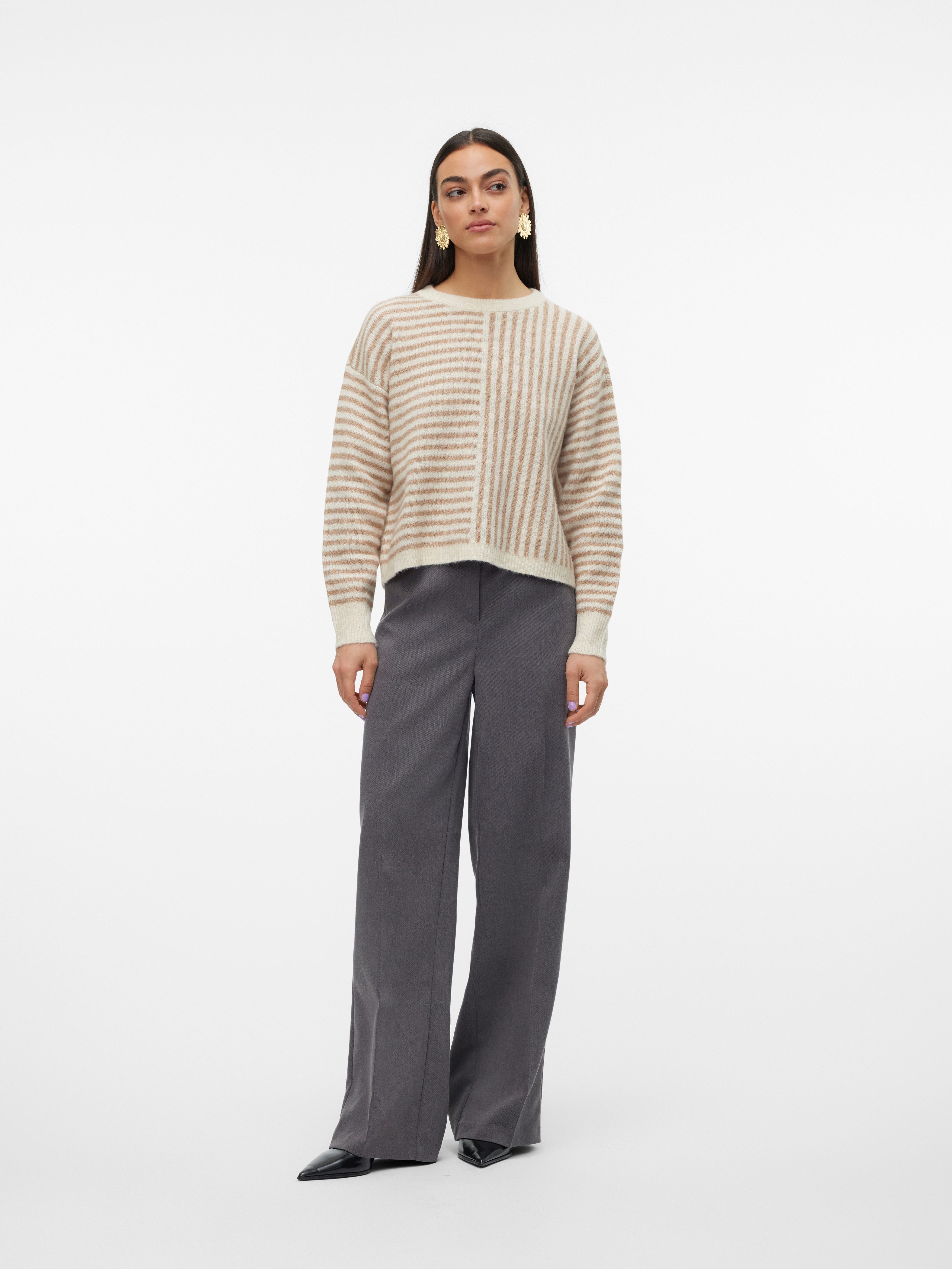 Vero Moda Gebreide trui VMURANUS LS ONECK CROPPED PULLOVER GA BF