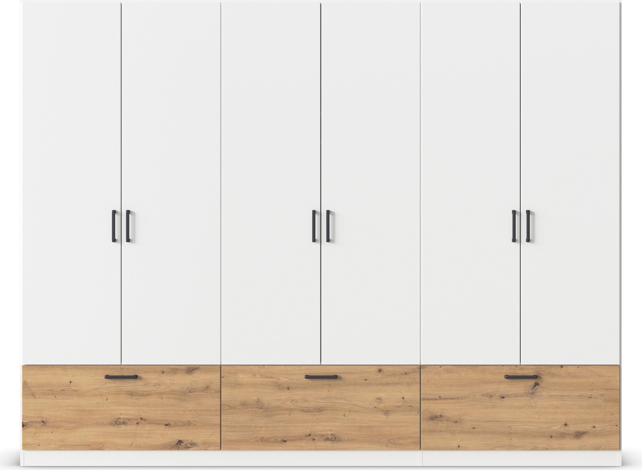 rauch Draaideurkast Kledingkast kast garderobe waskast BARI met lades en moderne greep in grijs metallic made in germany