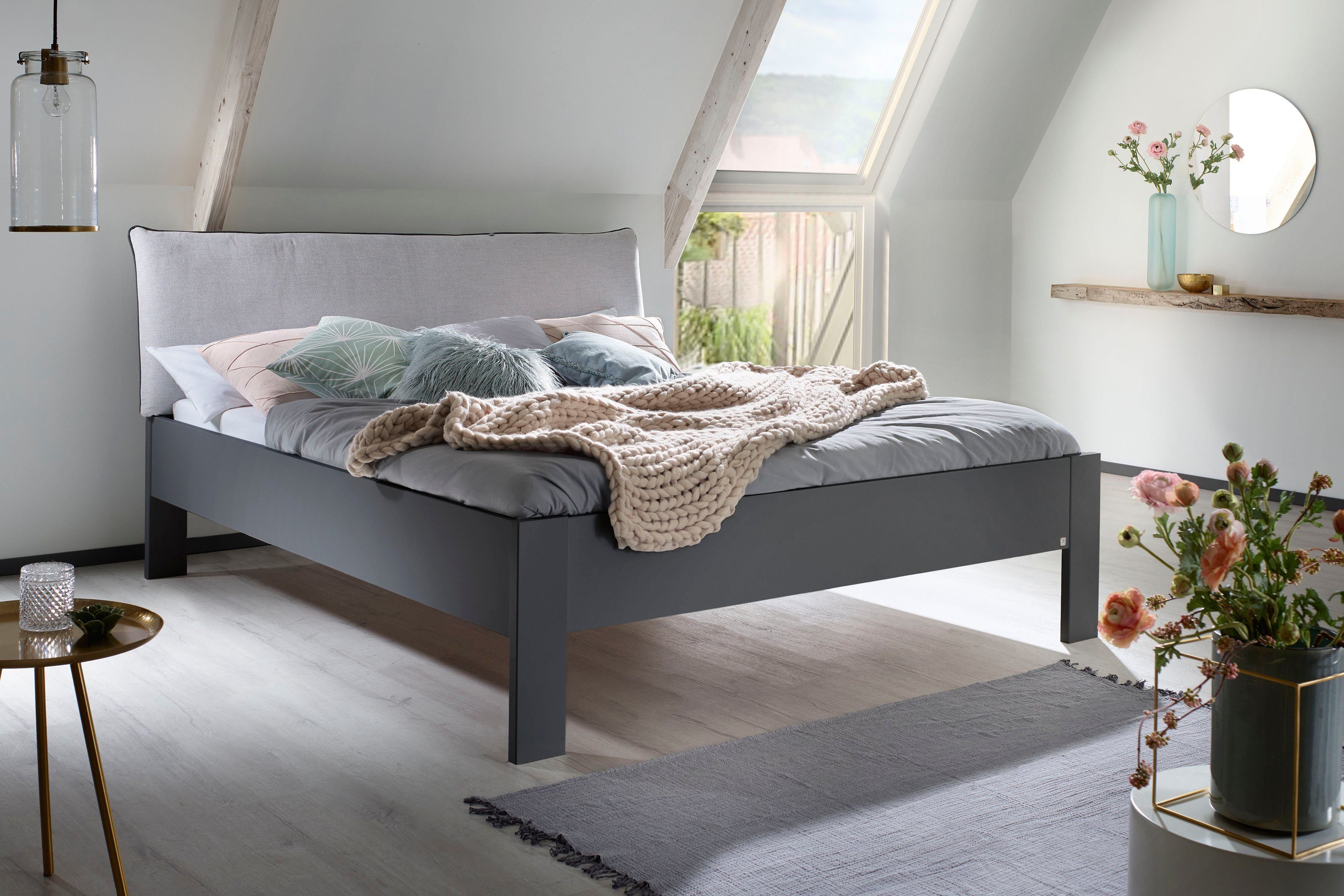 rauch Futonbed Aditio Hoofdbord weefstof met afgezette opstaande naad