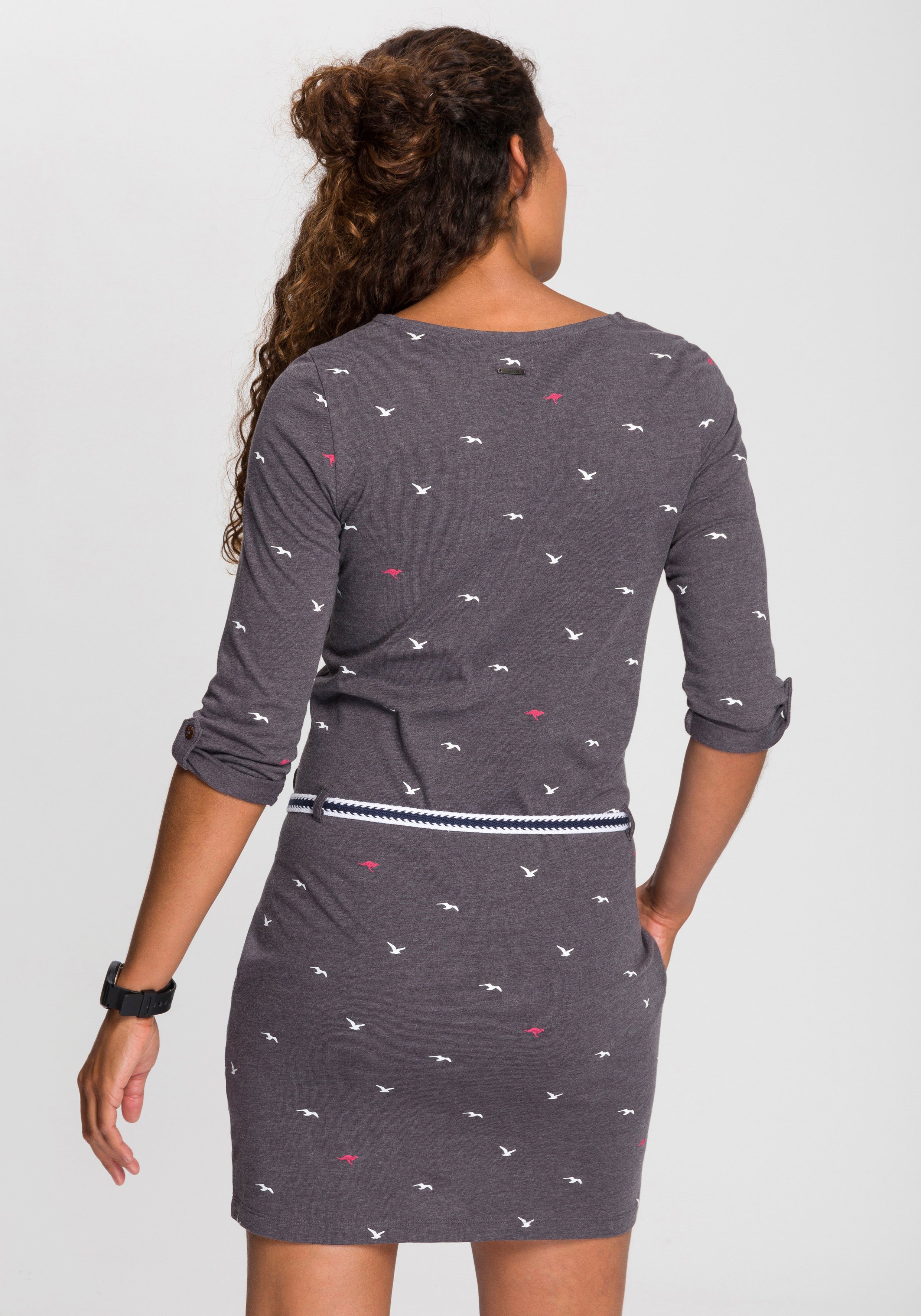 KangaROOS Jerseyjurk figuurvolgende pasvorm, van katoenmix (set, Met een afneembare riem)