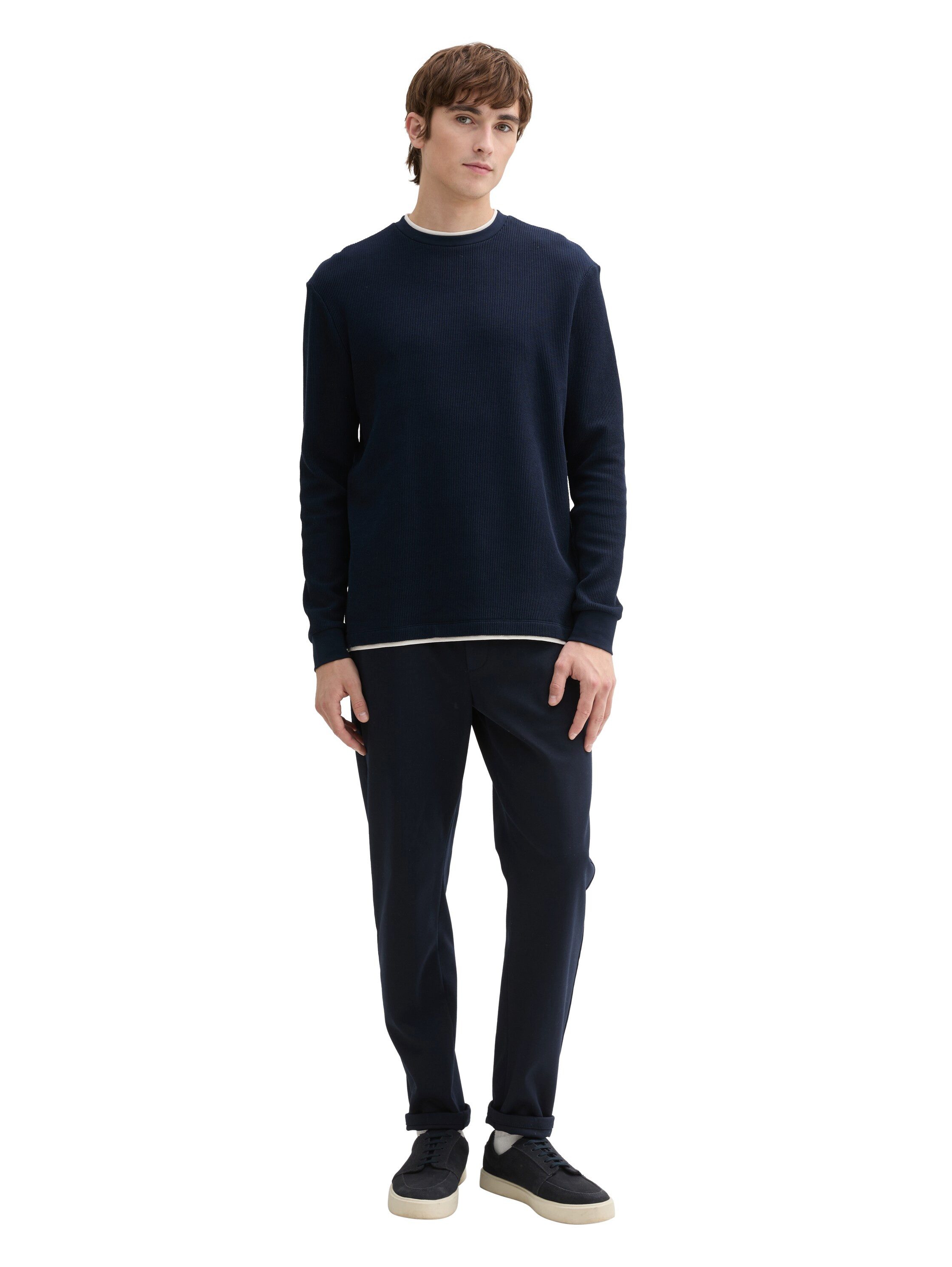Tom Tailor Denim 2-in-1-shirt met lange mouwen met ribstructuur