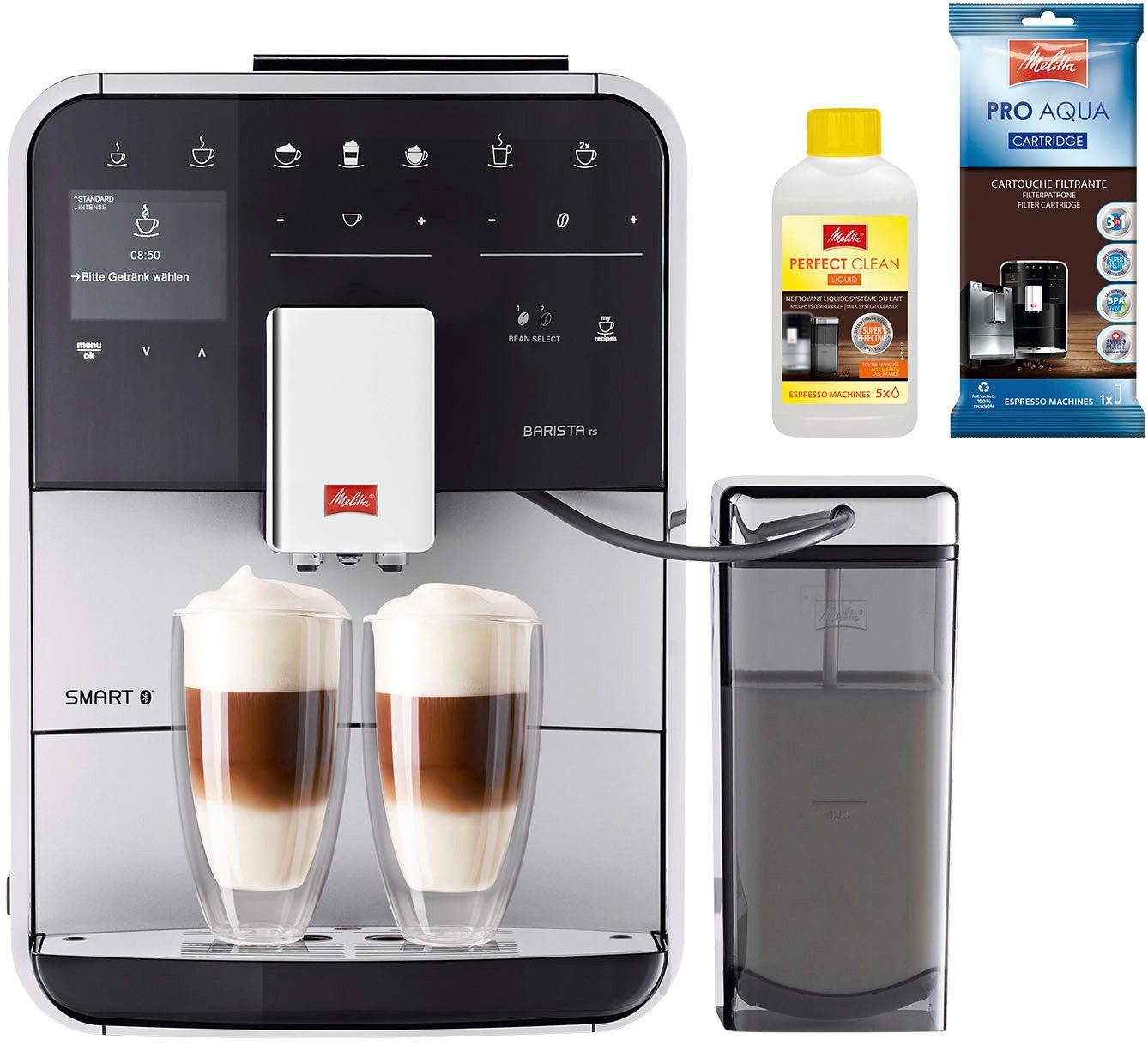 Melitta volautomatisch koffiezetapparaat Melitta®CAFFEO Barista TS Smart® F85-0-101, zilver-zwart