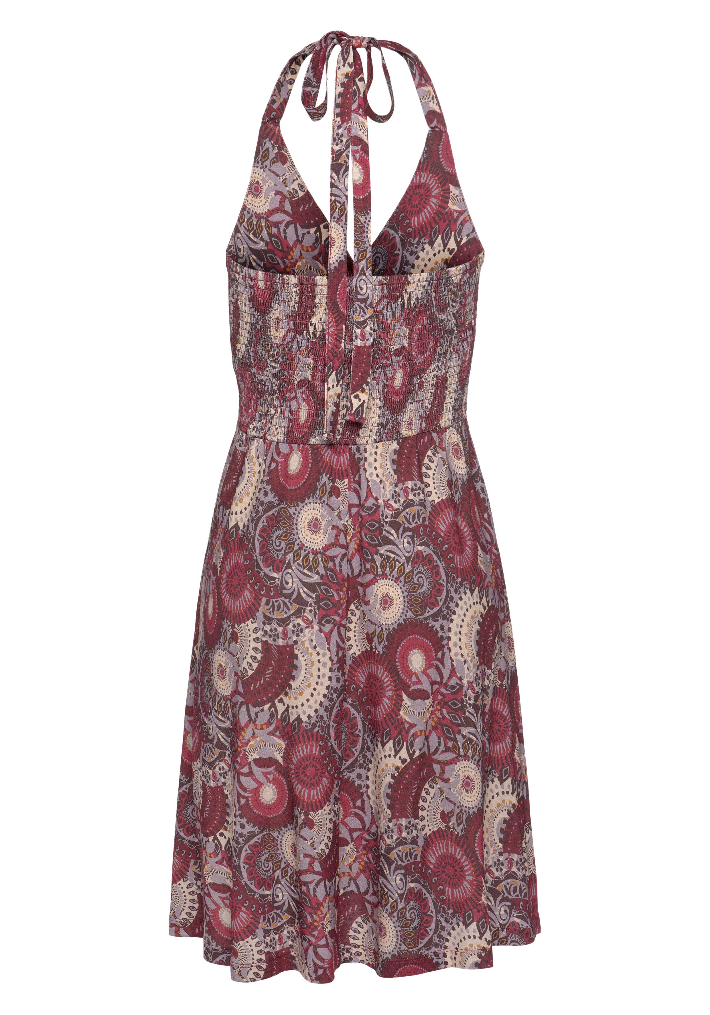 Lascana Jurk in haltermodel met all-over print en v-hals, zomerjurk, strandjurk