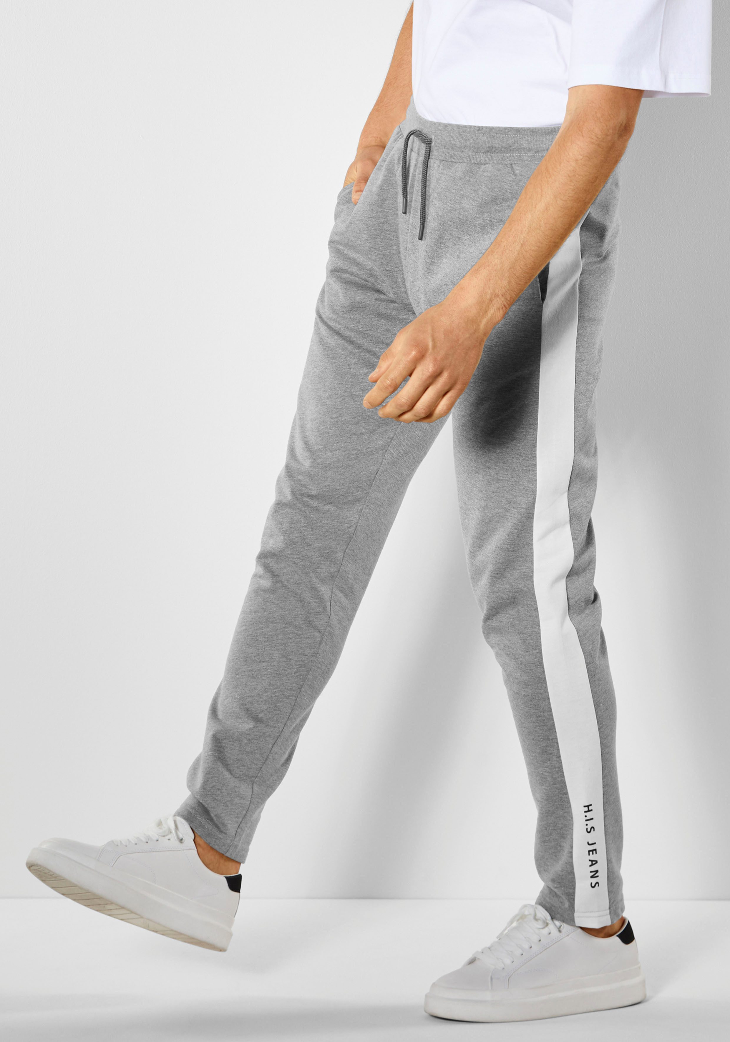 H.I.S Sweatbroek Joggingbroek met zijstreep en logo-print