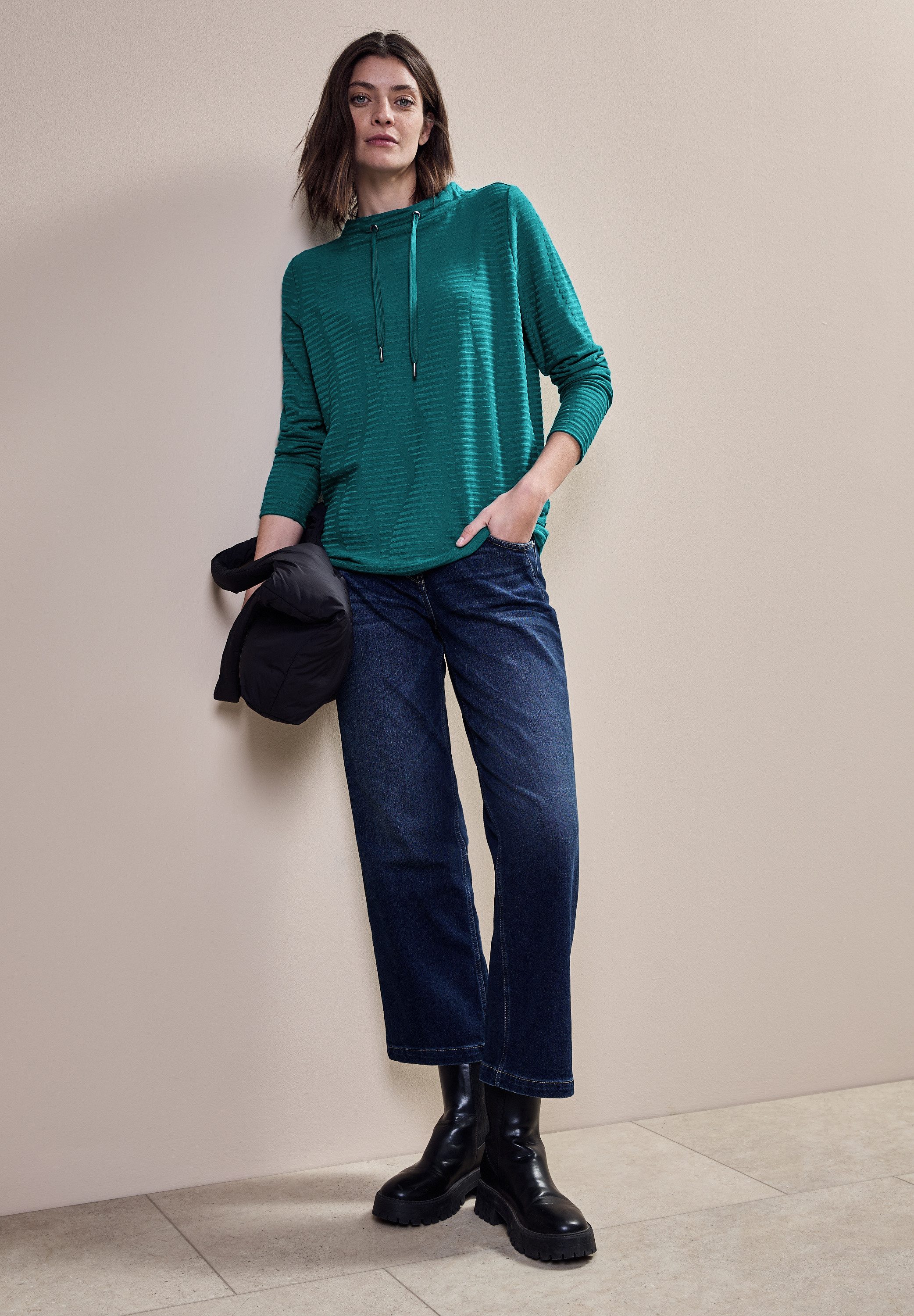 Cecil Shirt met lange mouwen met structuurmotief
