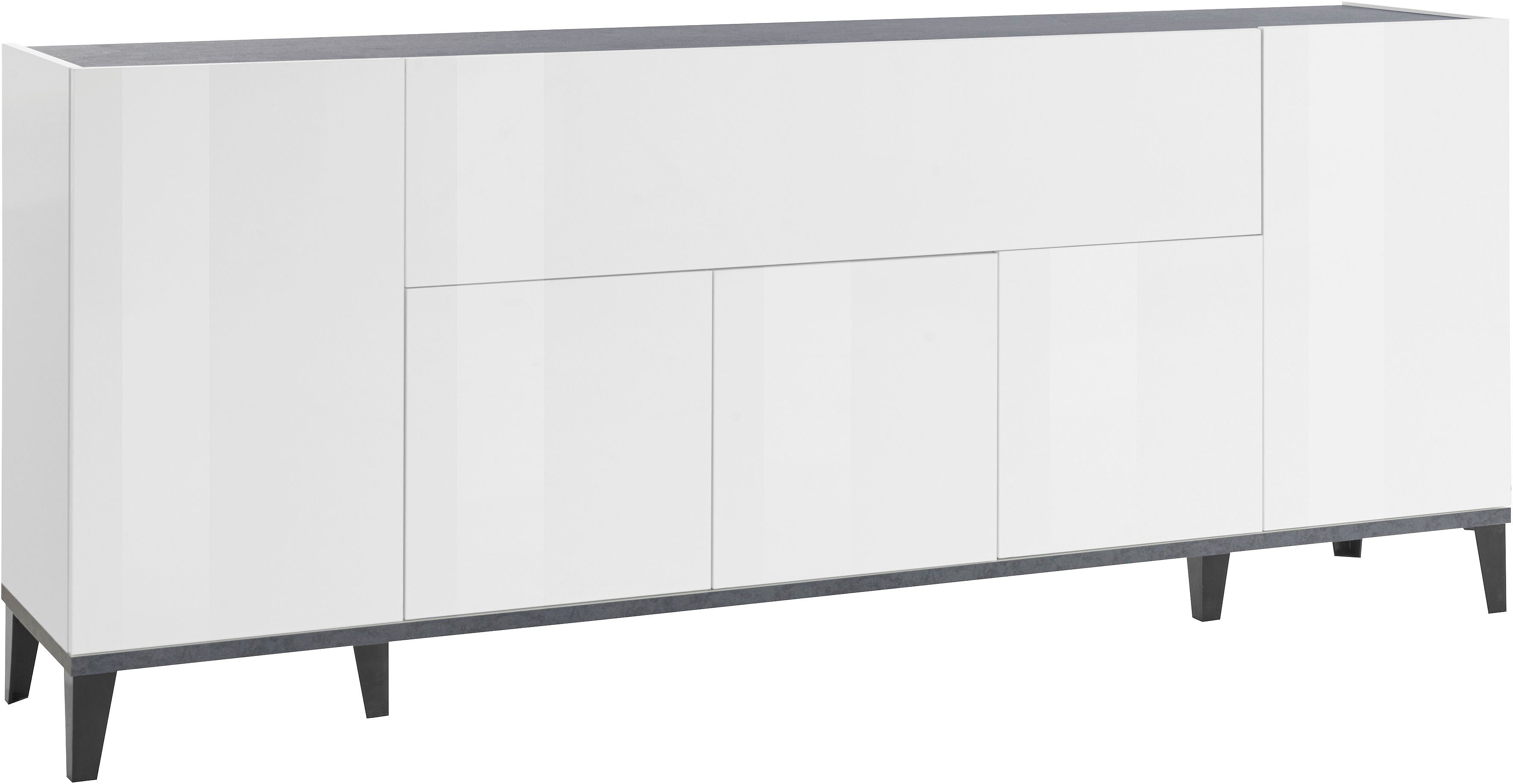 INOSIGN Dressoir SUNRISE Dressoir met 5 deuren en 1 klepdeur, breedte 200 cm dressoirs wit