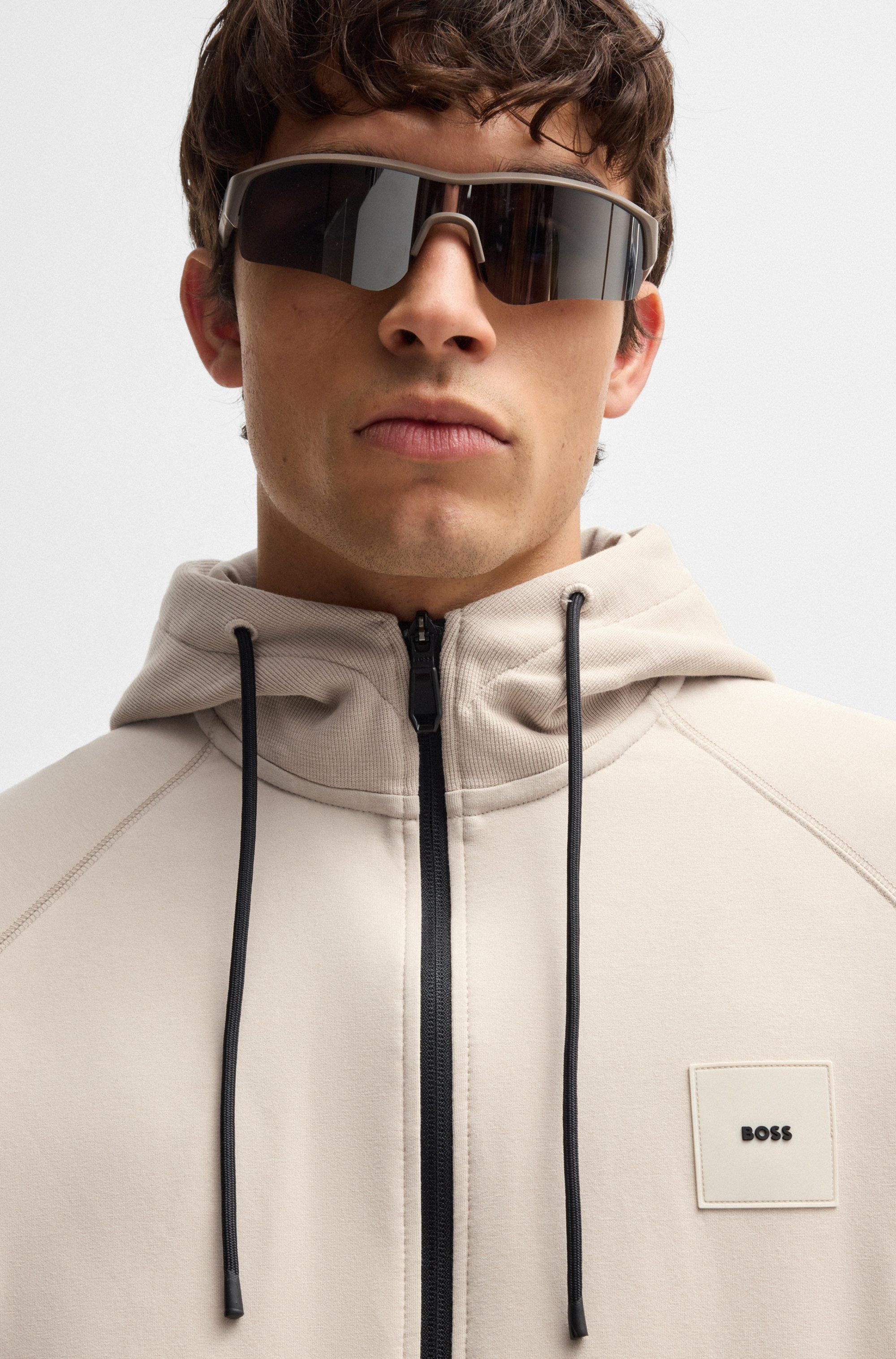 BOSS GREEN Sweatvest Saggy Rib met tonale inzetten