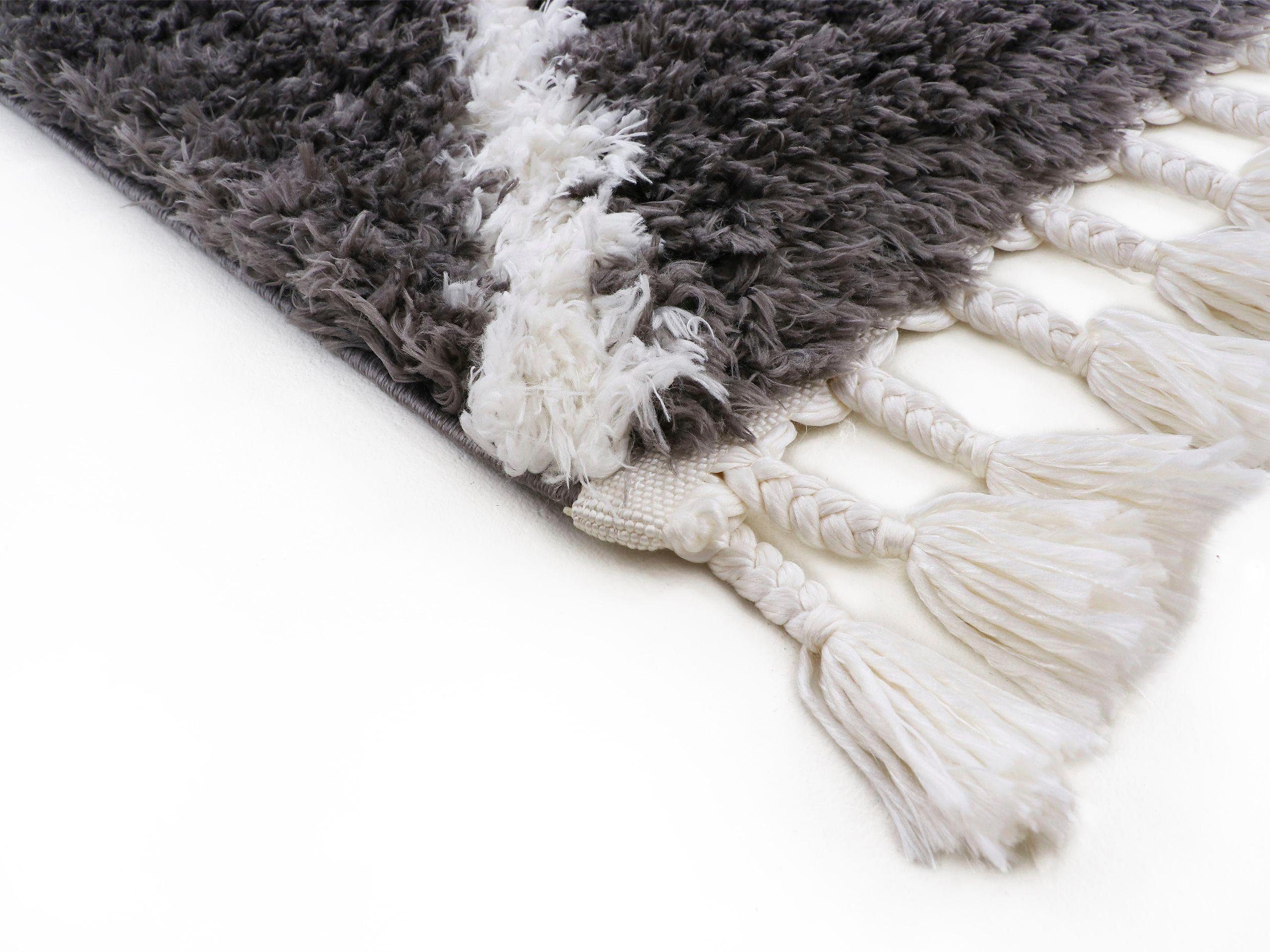 carpetfine Hoogpolig vloerkleed Edda met moderne franje, woonkamer