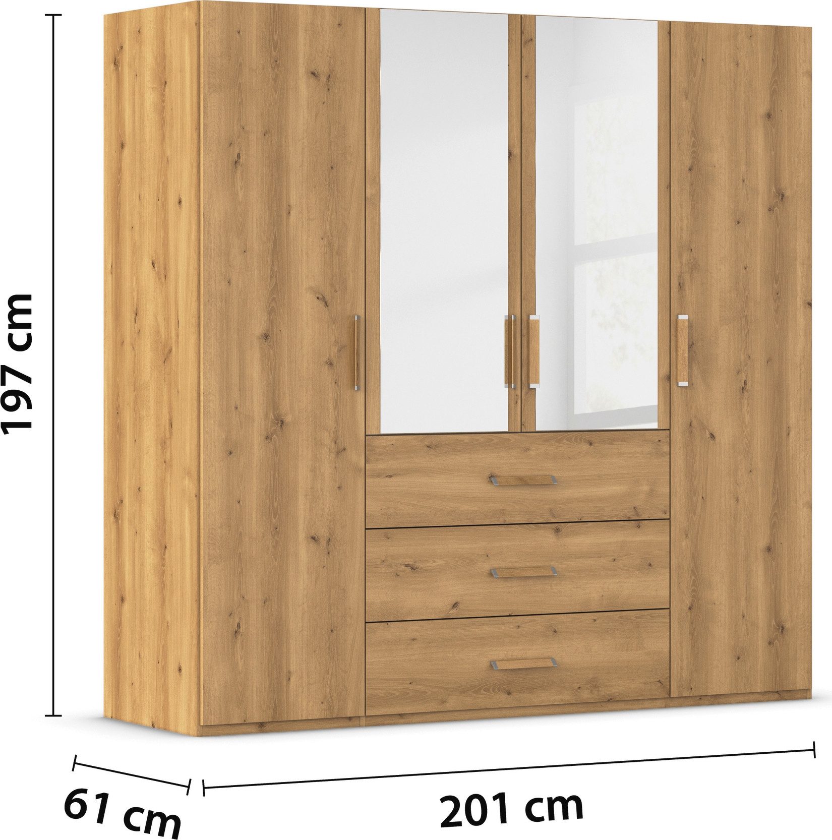 rauch Slaapkamerserie Compleet slaapkamer EVELYN Kast en bed in 2 breedtes, nachtkastje met paneel MADE IN GERMANY (set, 3-delig)
