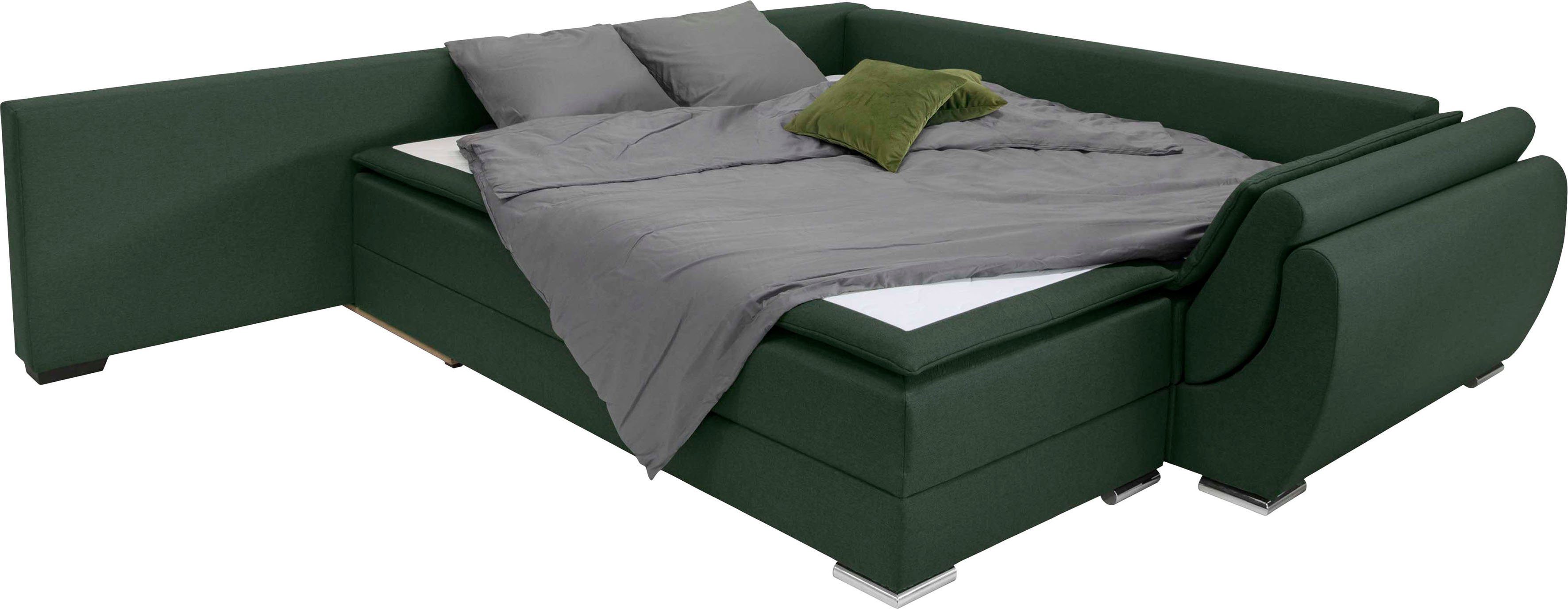 INOSIGN Hoekbank Göteborg met boxspring-slaapfunctie en bedkist, bedfunctie, topmatras