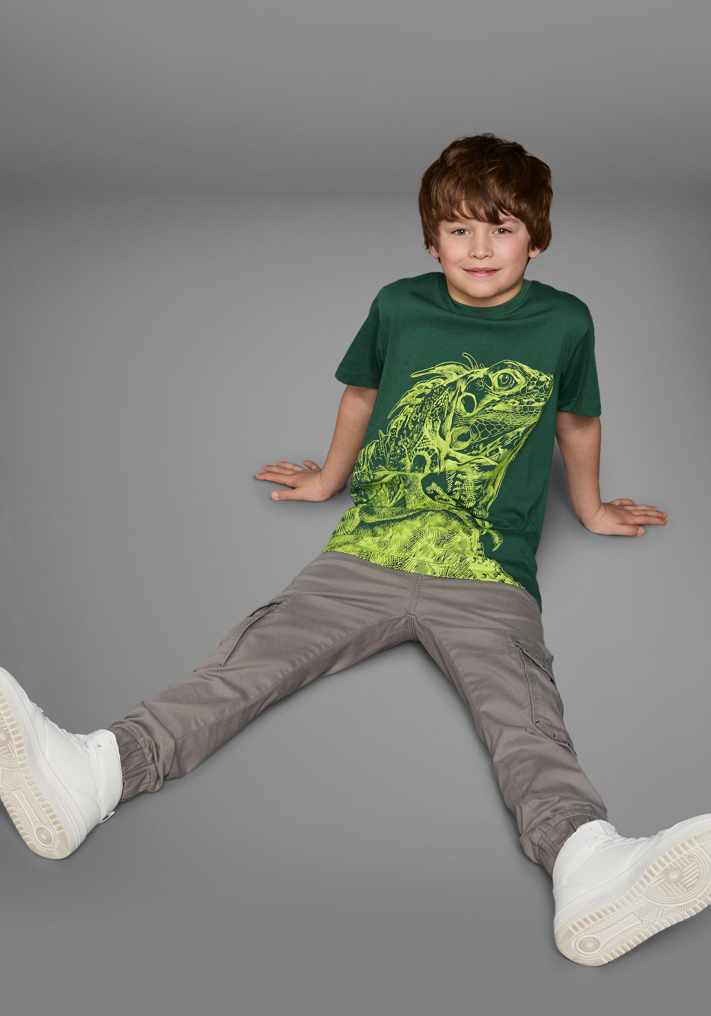 KIDSWORLD T-shirt GECKO Korte mouwen, basic pasvorm, bedrukt, ronde hals