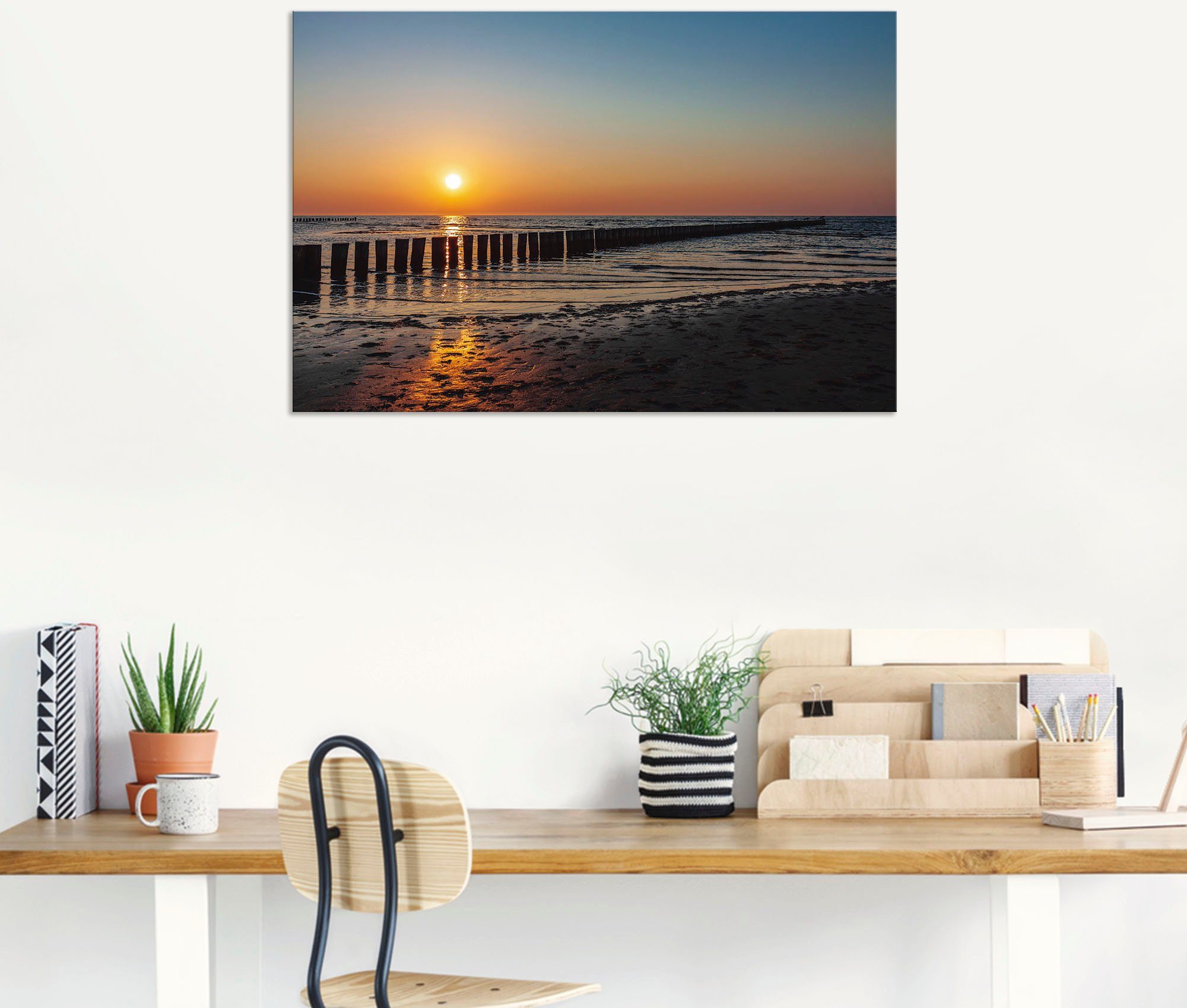 Artland Artprint Zonsondergang aan de Oostzee eiland Poel als artprint van aluminium, artprint voor buiten, poster in diverse formaten