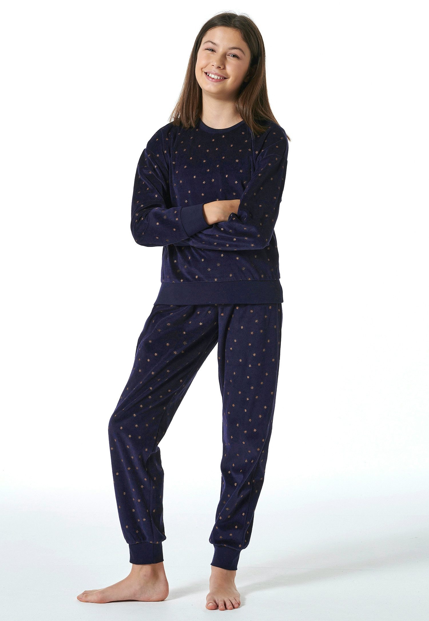Schiesser Pyjama met all-over print (2-delig) meisjes pyjama's maat 176 blauw