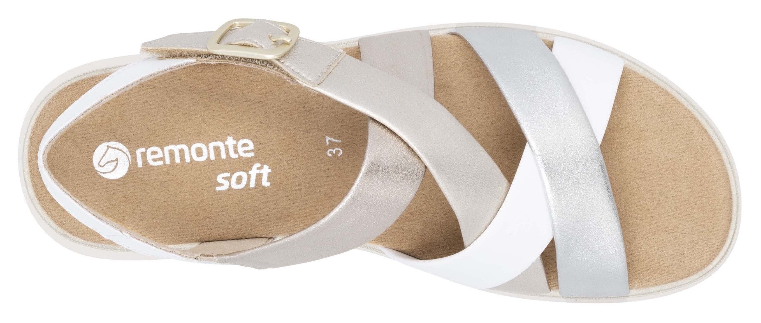 Remonte Sandalen Elisabeth Hurley-Collection , sleehak, zomerschoen, sandaal met kruisbandage