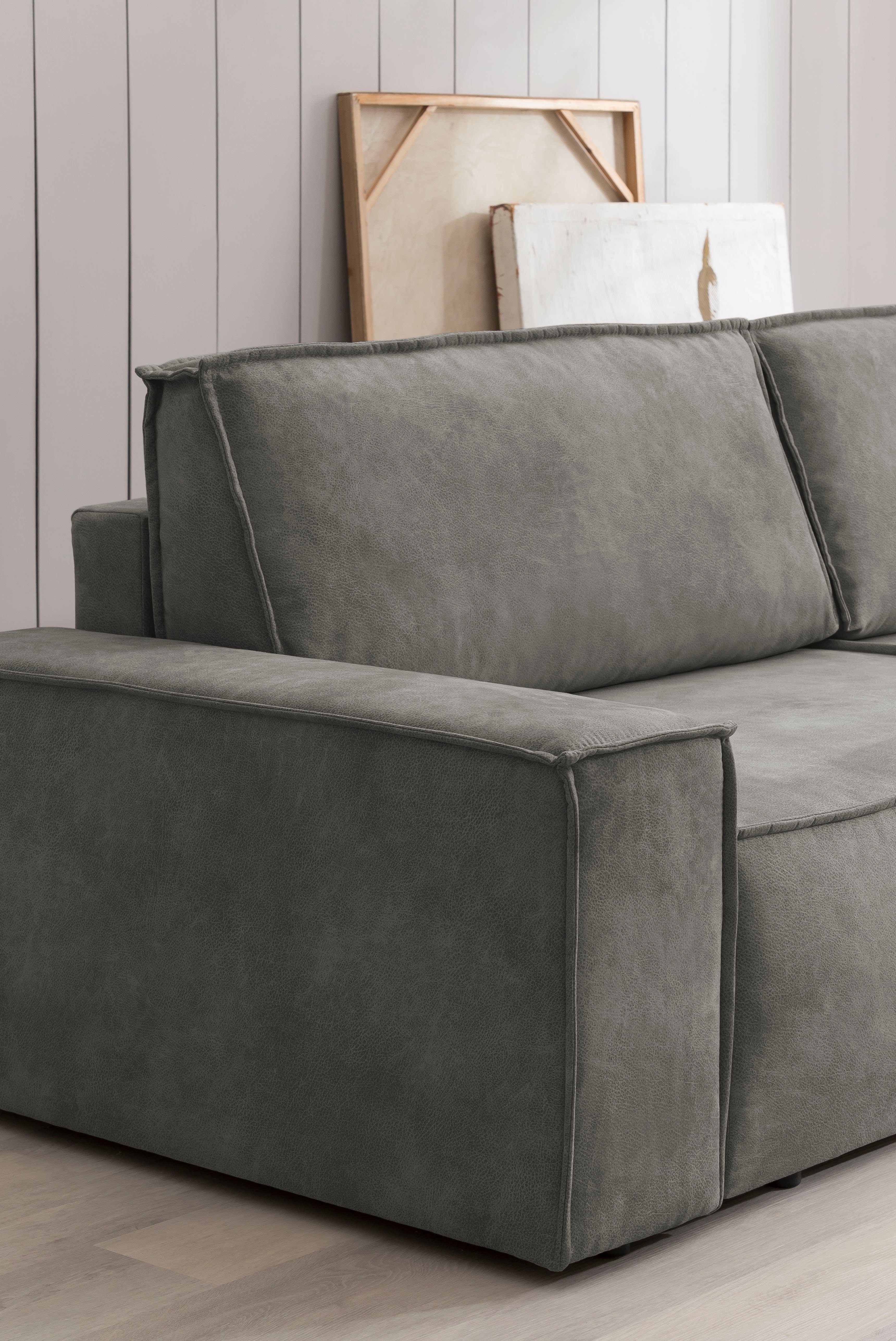 Home affaire Zithoek SHERWOOD 329 cm, U-vorm, slaapbank, Slaapfunctie met bedkist (194x139 cm), cord, vintage, fluweel