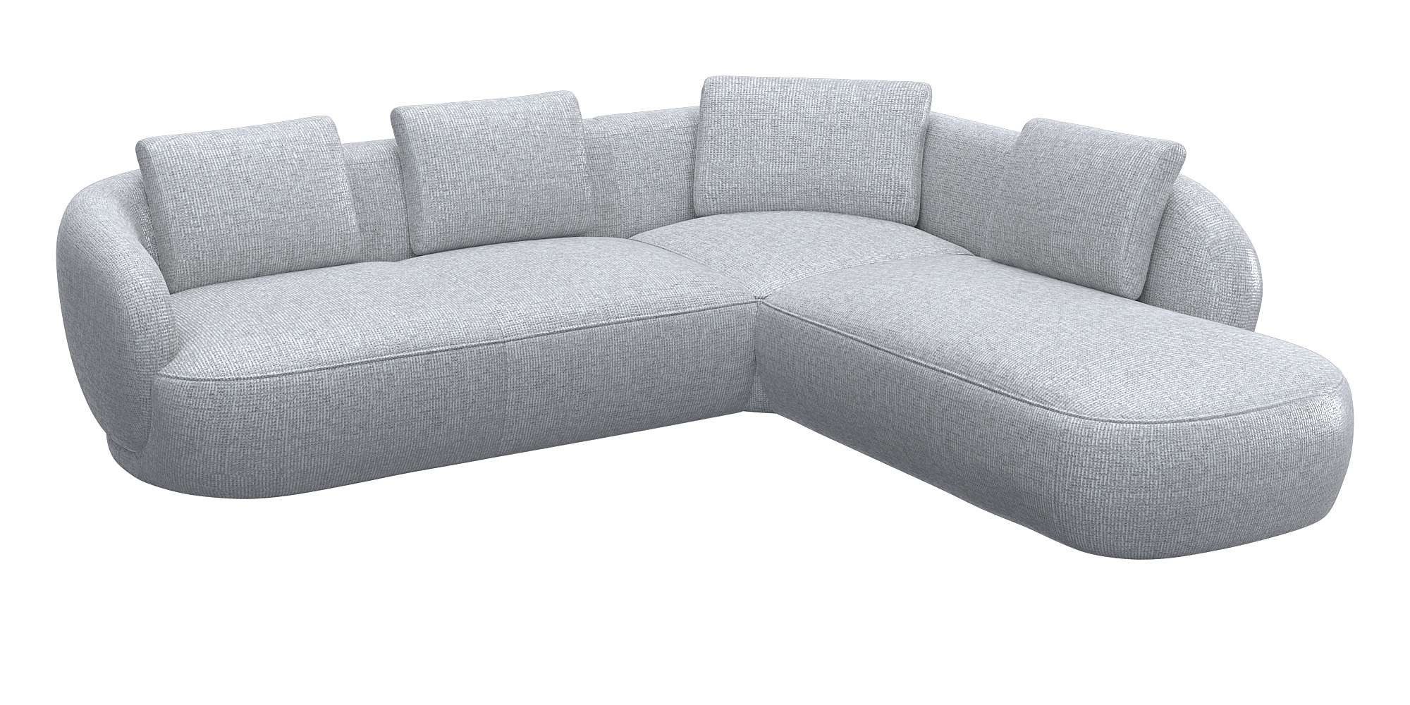 FLEXLUX Hoekbank Torino, rond, L-vorm, bankhoek met ottomane Modern, organisch bankontwerp, koudschuim, golfvering