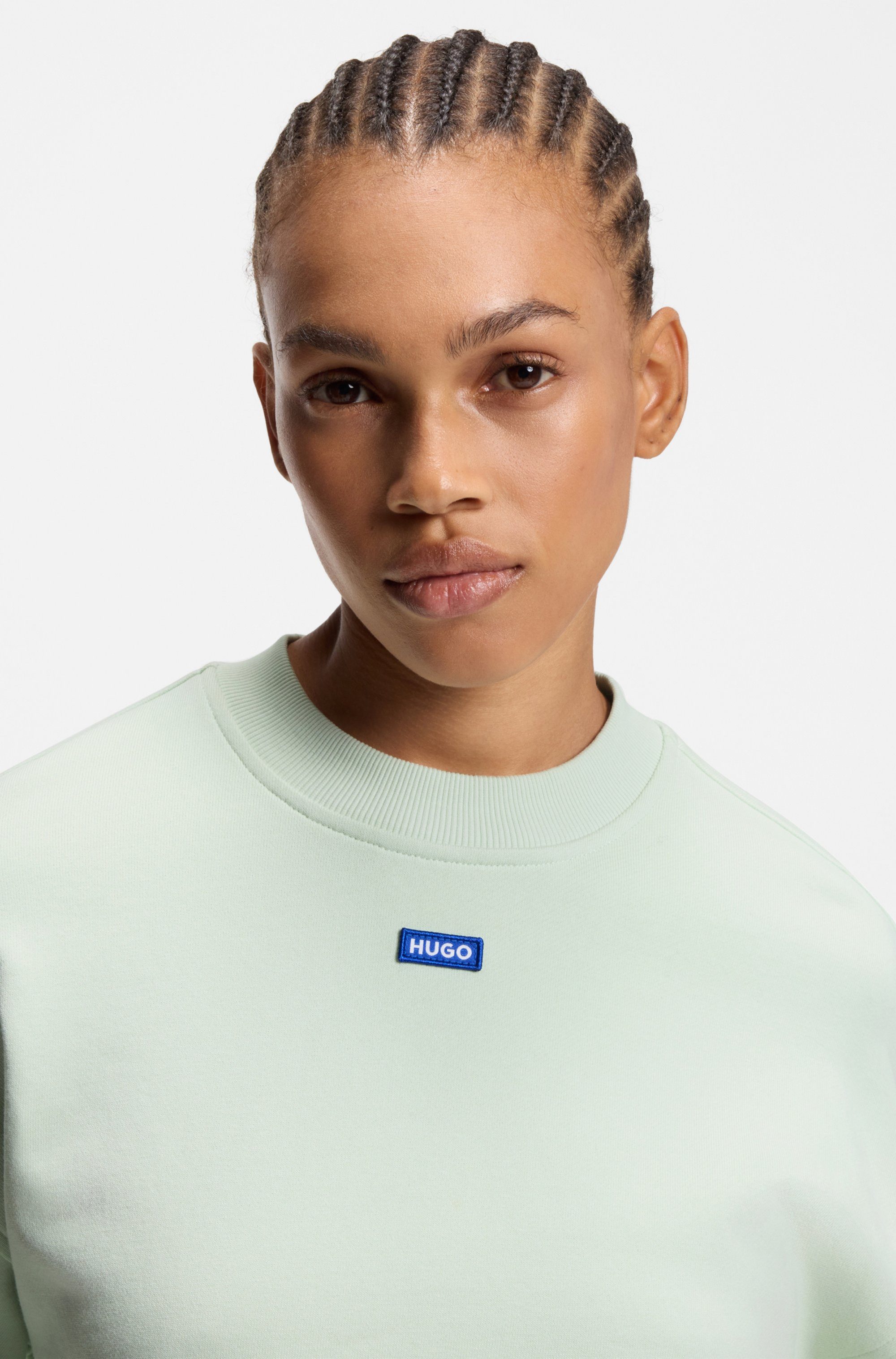 HUGO Blue Sweatshirt Delessa met opgestikt logo