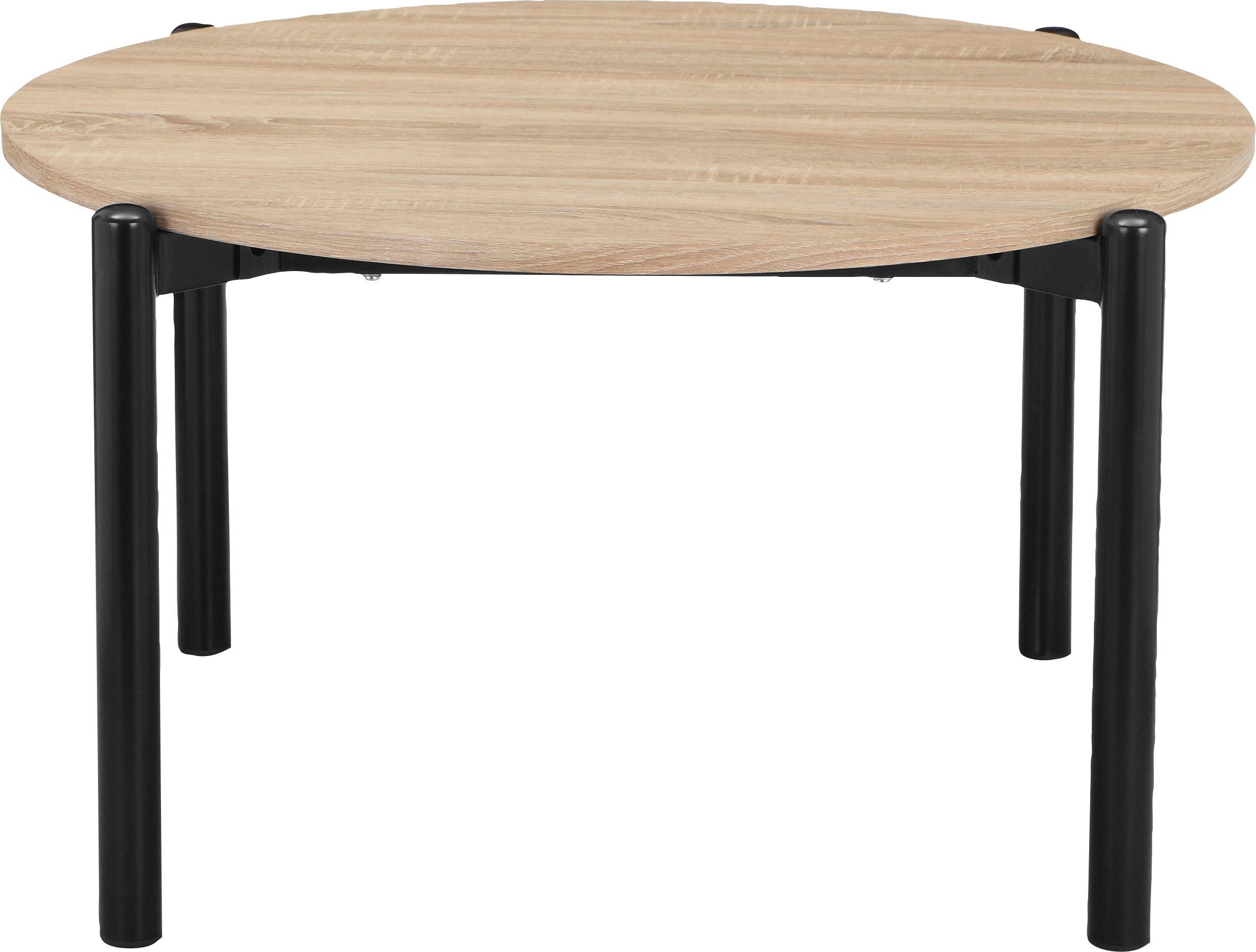 Home affaire Salontafel Retiers Onderstel van metaal zwart, tafelblad in wildeiken look, hoogte 76 cm (1 stuk)