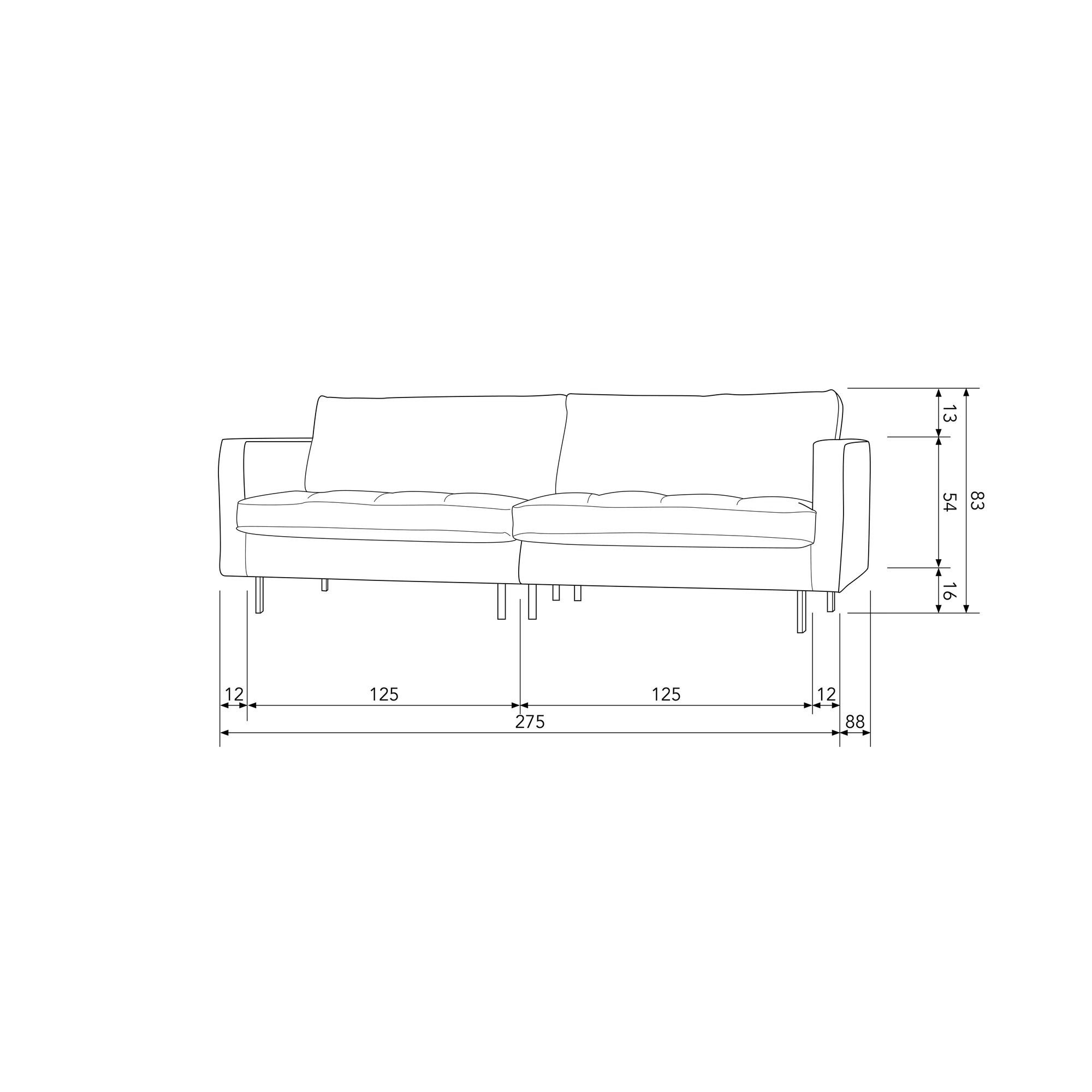 WOOOD 3-zitsbank Rodeo Classic vrijstaand, h 83 cm x b 275 cm