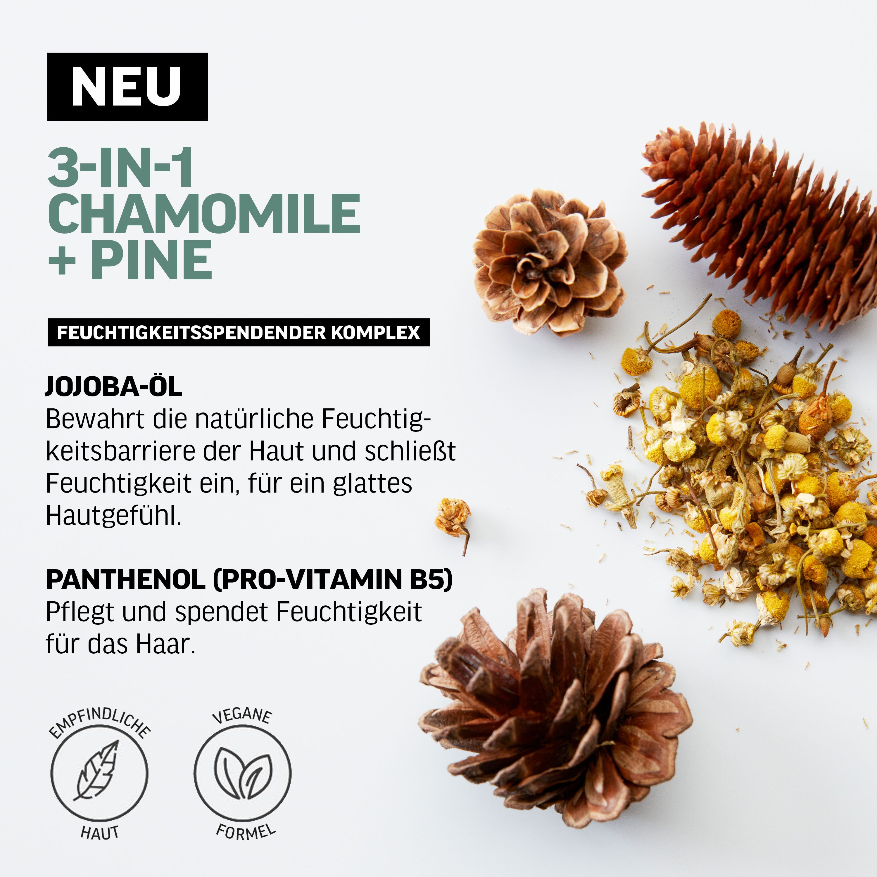 American Crew Haarshampoo 3-in-1 chamomile & pine shampoo, conditioner & body wash 450 ml (1-delig)