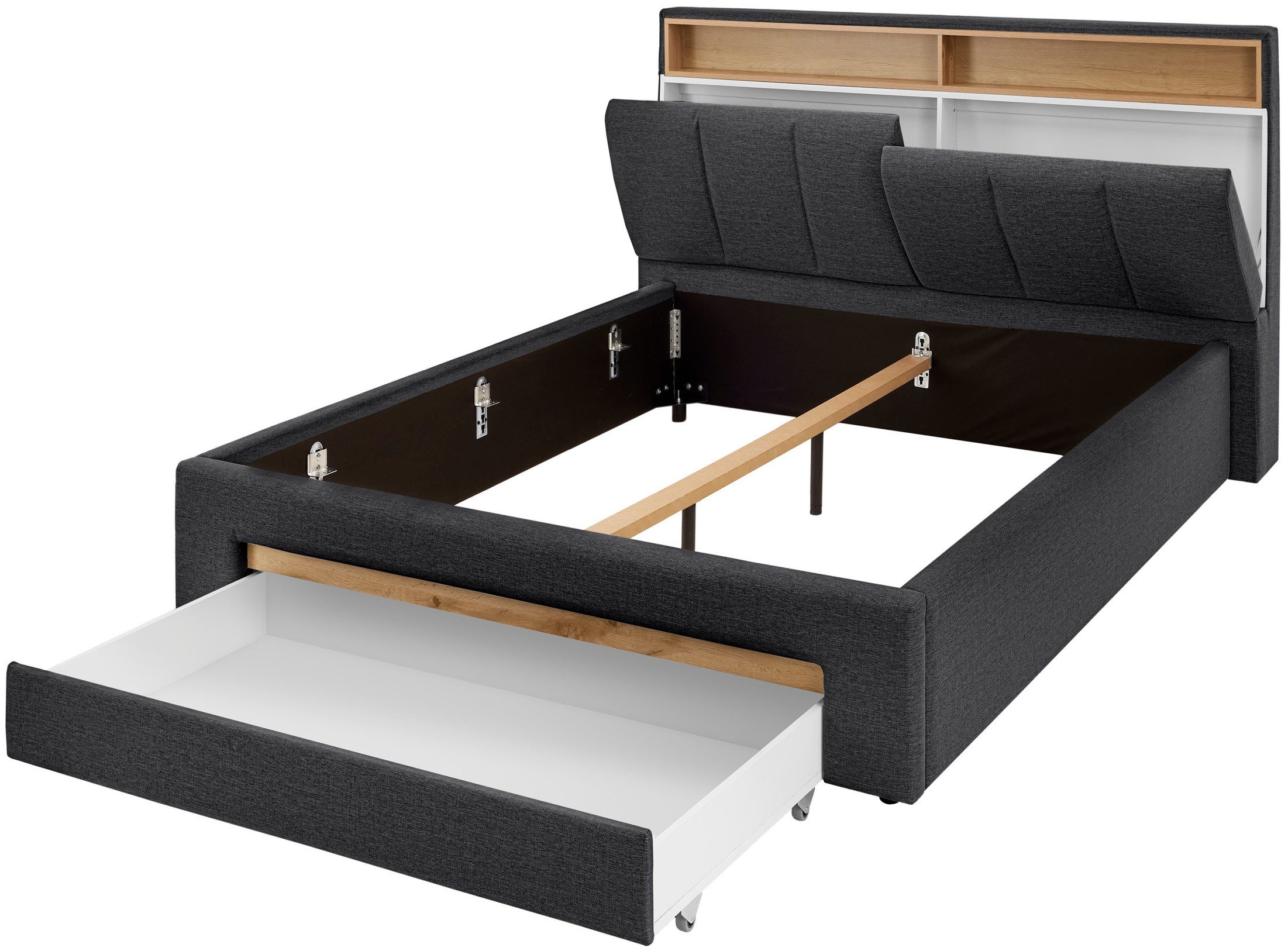 INOSIGN Gestoffeerd bed CiTY/GiRON,, gepolsterd opbergbed, met LED-verlichting Bedkisten met hondenbed of als opbergruimte, opklapbare hoofdeinden