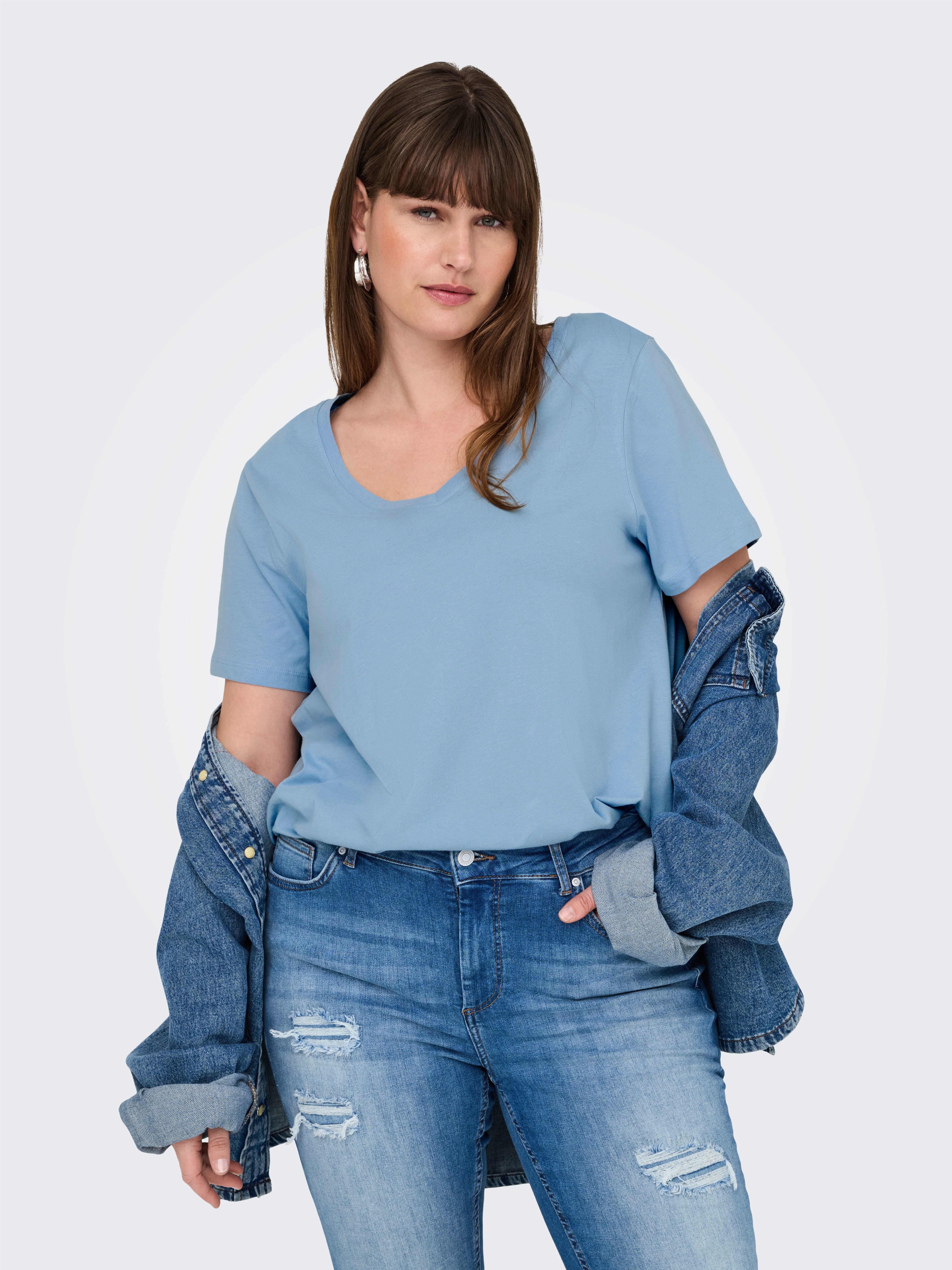 ONLY CARMAKOMA Shirt met V-hals CARBONNIE LIFE S/S V A-SHAPE TEE NOOS