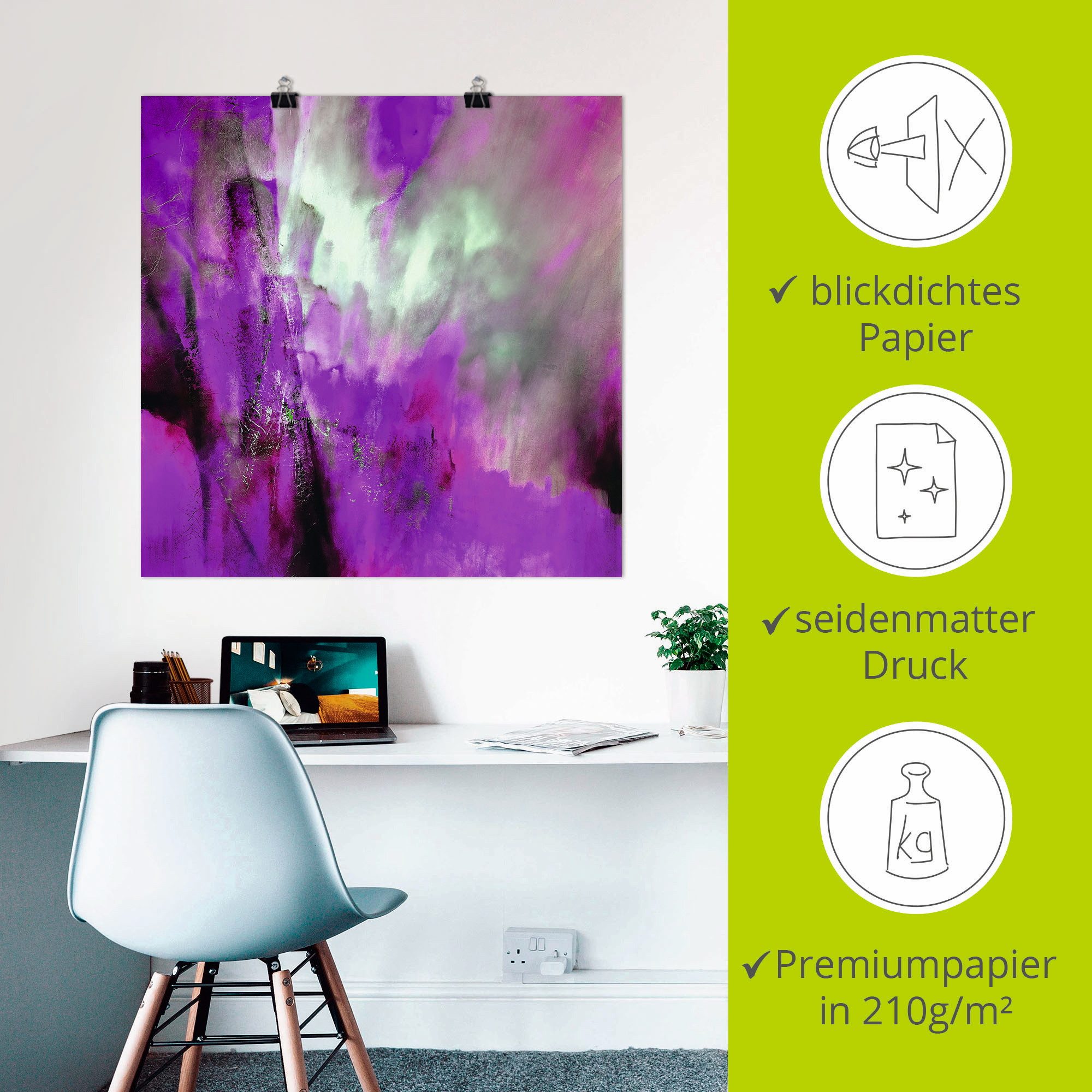Artland Artprint Roze licht als artprint van aluminium, artprint voor buiten, artprint op linnen, poster in verschillende maten. maten