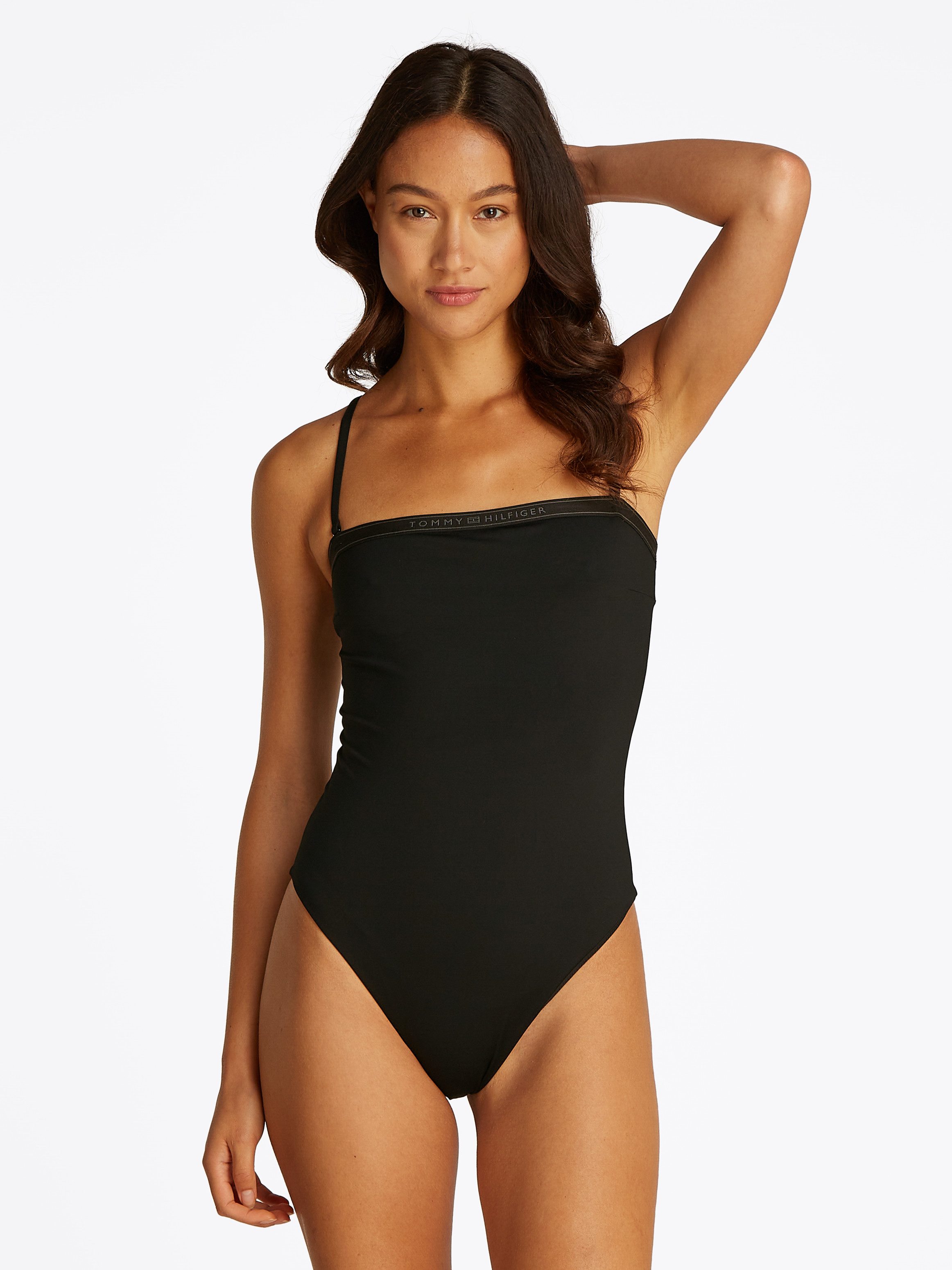 Tommy Hilfiger Swimwear Badpak STRAIGHT ONE PIECE in bandeau-stijl, met logo-opdruk