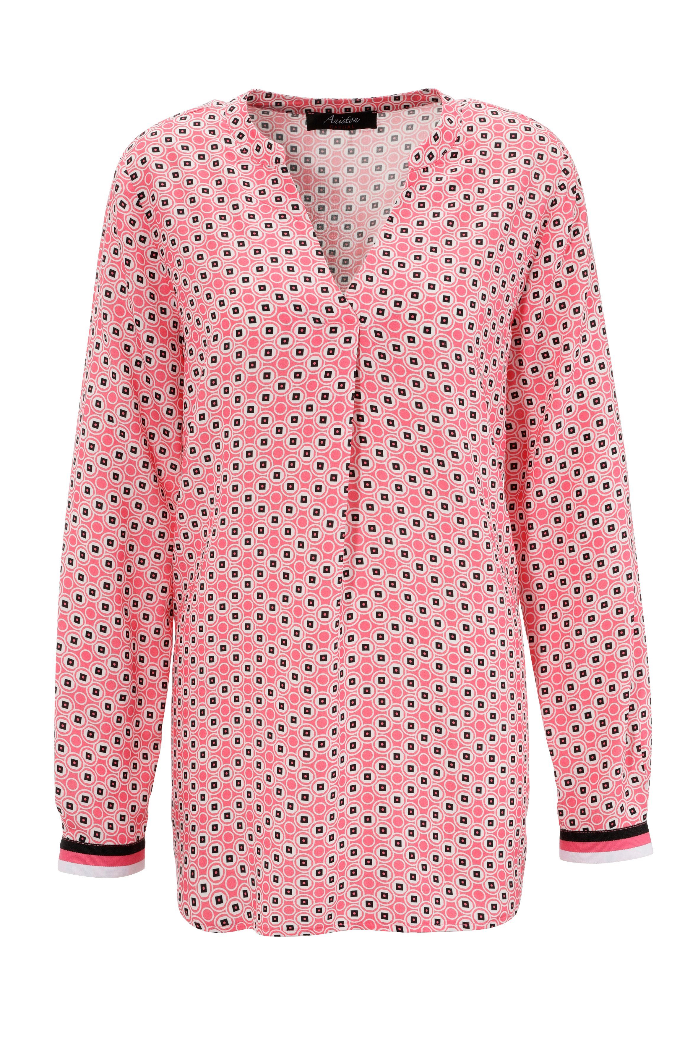 Aniston CASUAL Blouse zonder sluiting met harmonieuze kleuren, grafische print