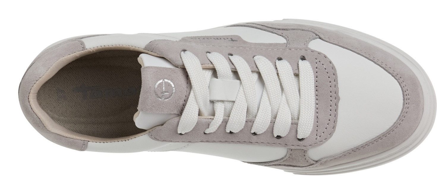 Tamaris Plateausneakers , vrijetijdsschoen, lage schoen, veterschoen met zijlijk logo-opdruk