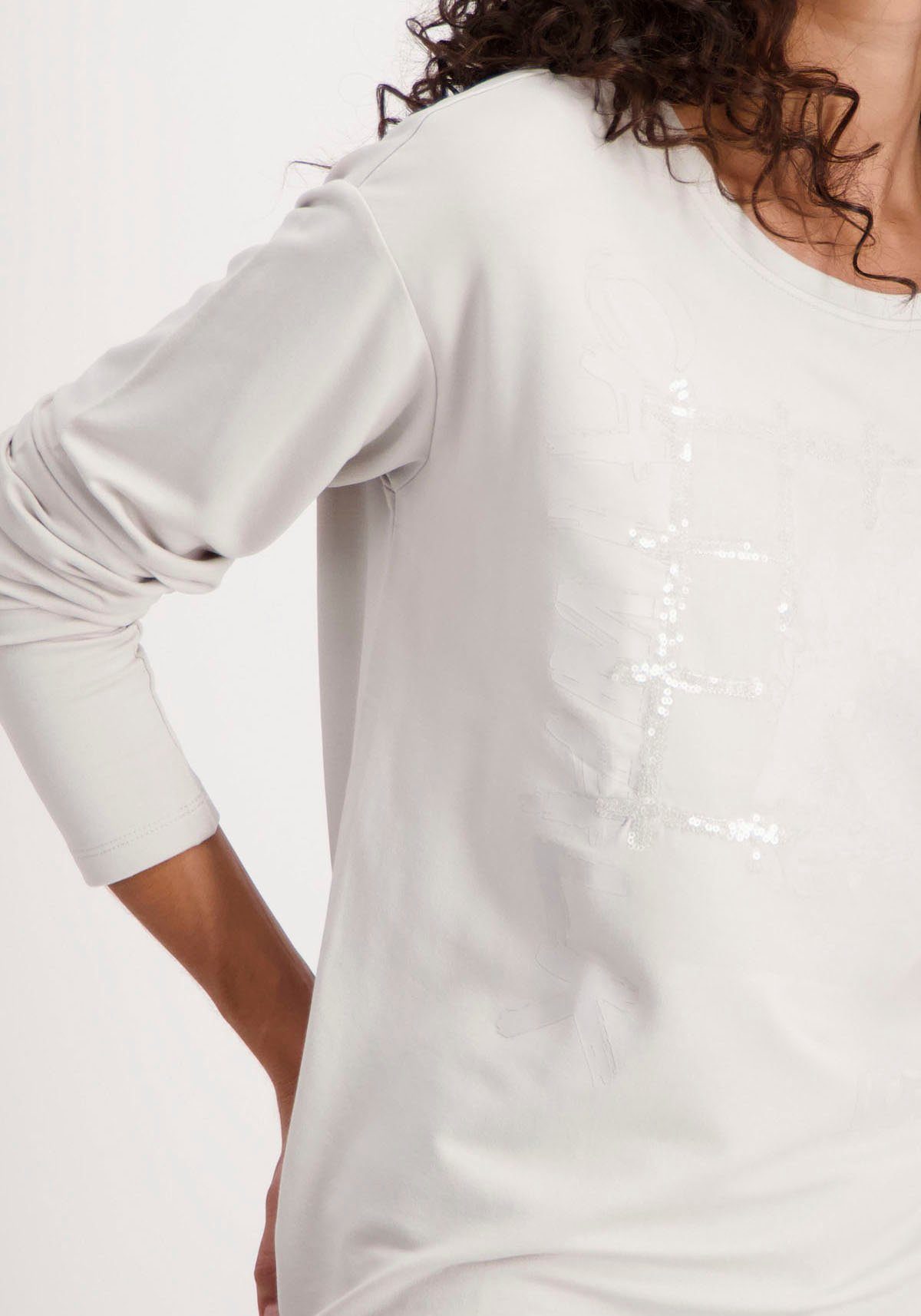 Monari Shirt met ronde hals met glanzende frontprint