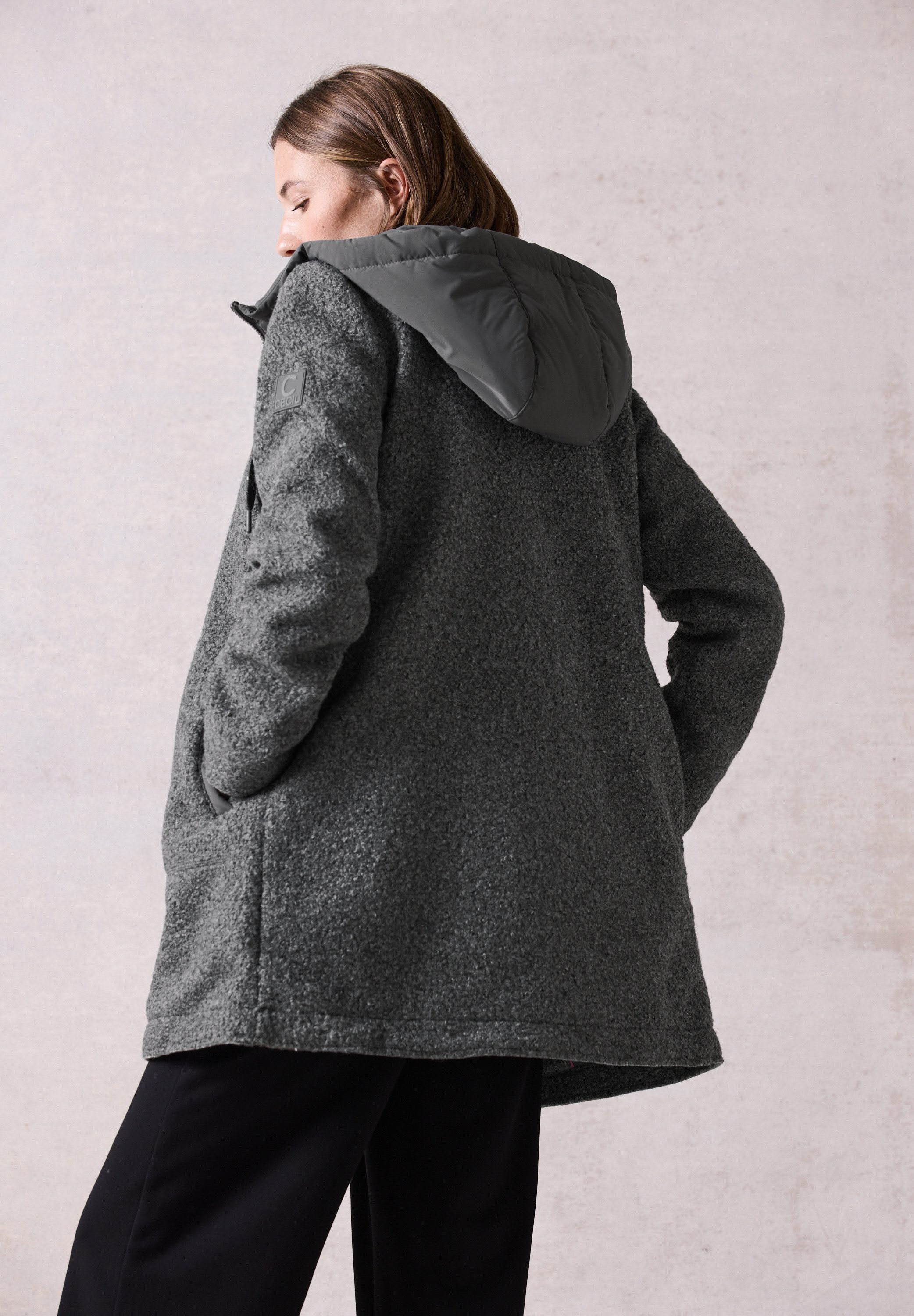 Cecil Korte jas in wol-look
