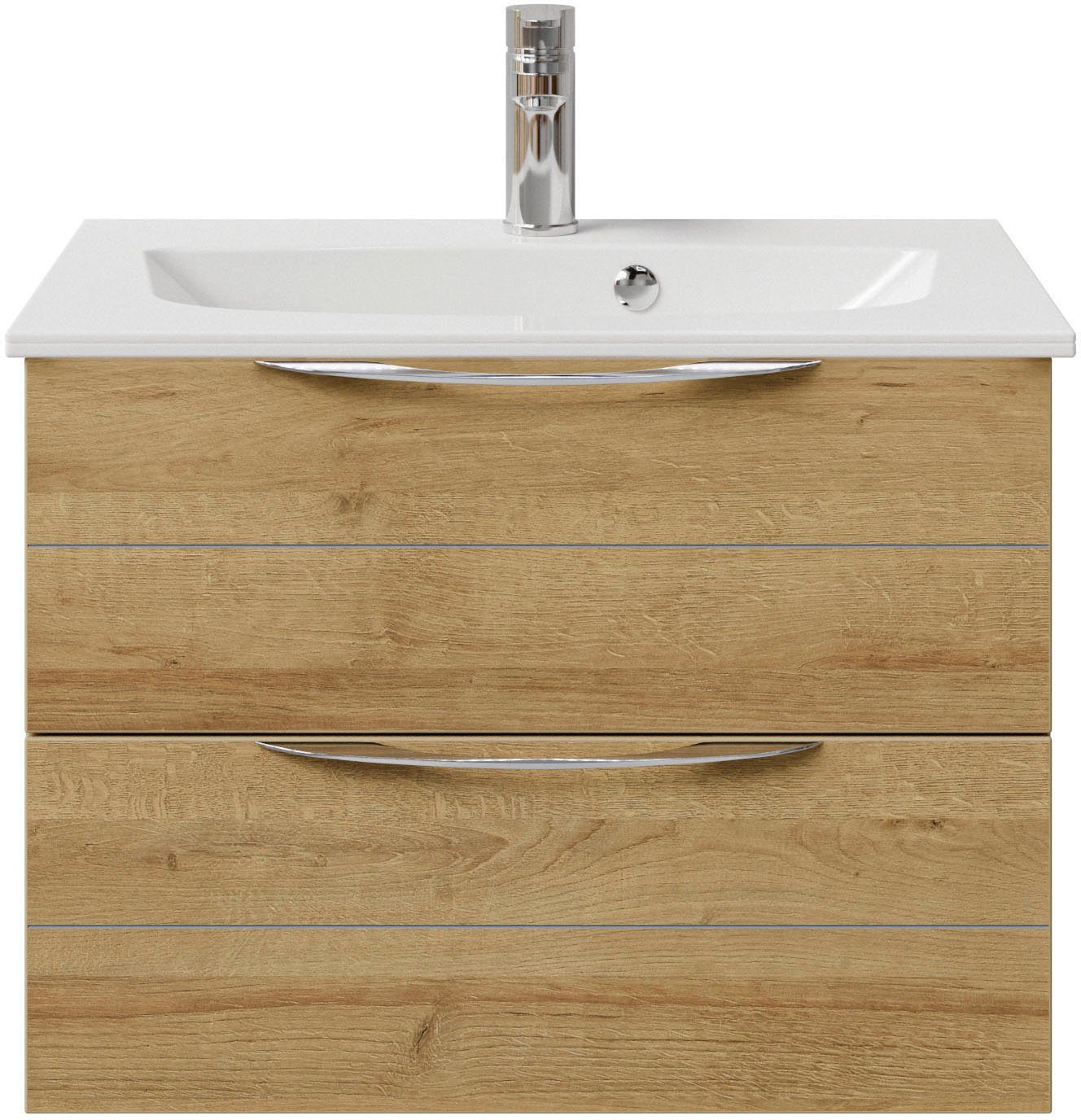 Saphir Wastafelonderkast Serie 6025 mineraalmarmeren wastafel met onderkast, 67 cm breed (2-delig)
