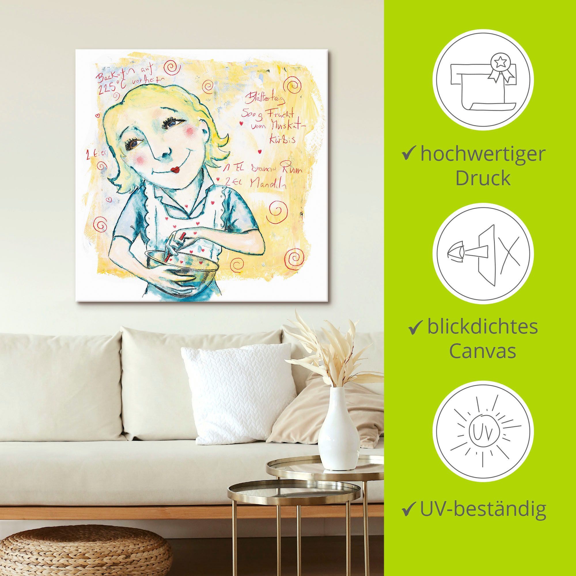 Artland Artprint op linnen Recept II gespannen op een spieraam