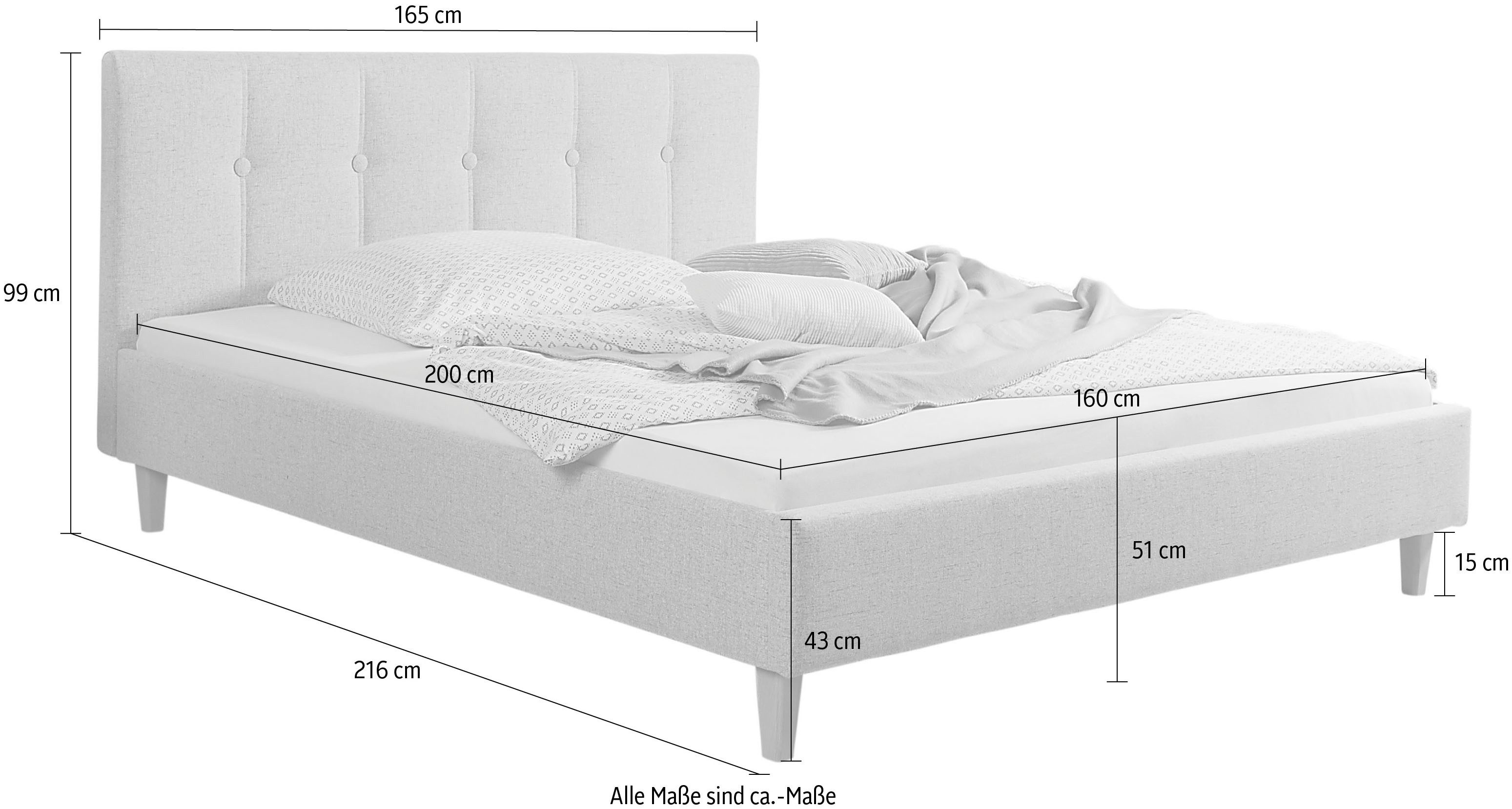 Maintal Gestoffeerd bed Leesburg Zijkanten van het bed zelf te monteren, zonder bedkist