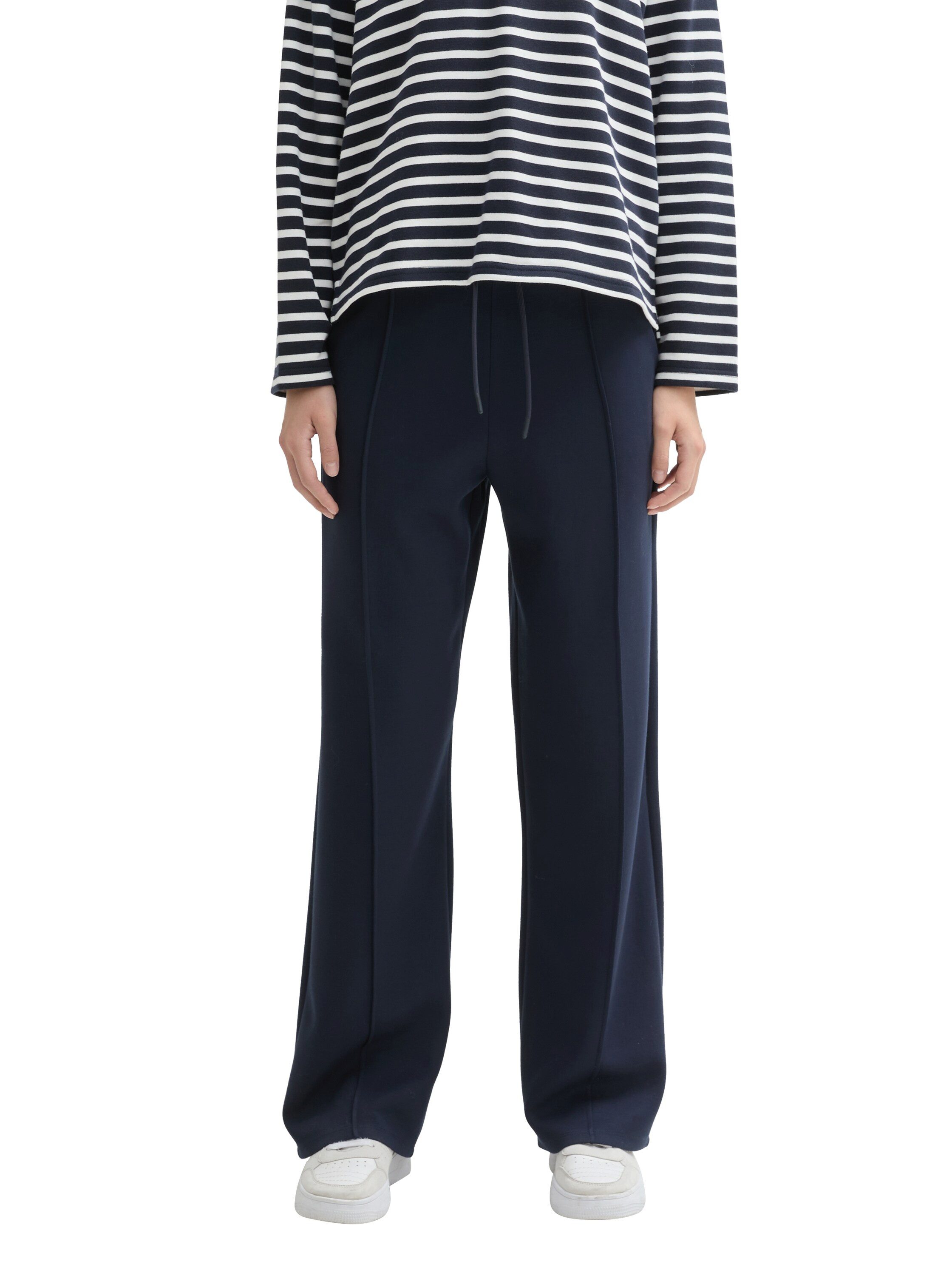 Tom Tailor Denim Stoffen broek met rechte pijp en bindkoord dames harembroeken maat L (40) blauw