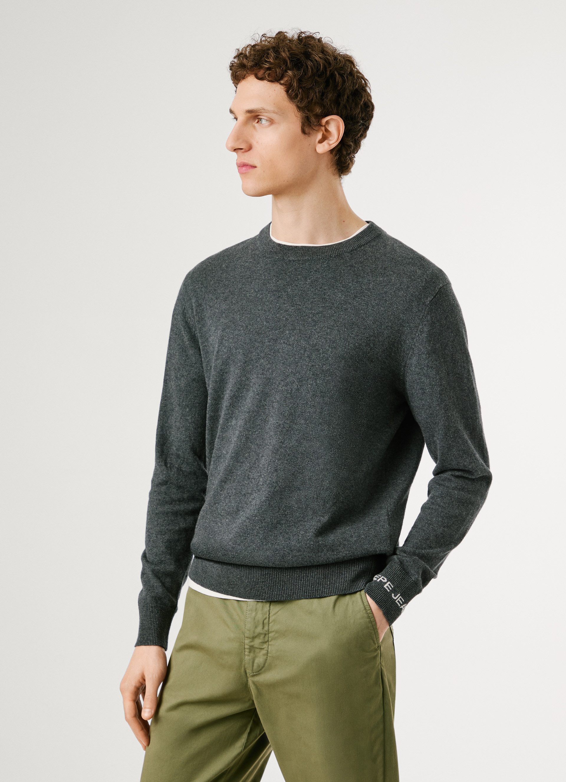 Pepe Jeans Gebreide trui ANDRE CREW NECK met ronde hals, logo-jacquard