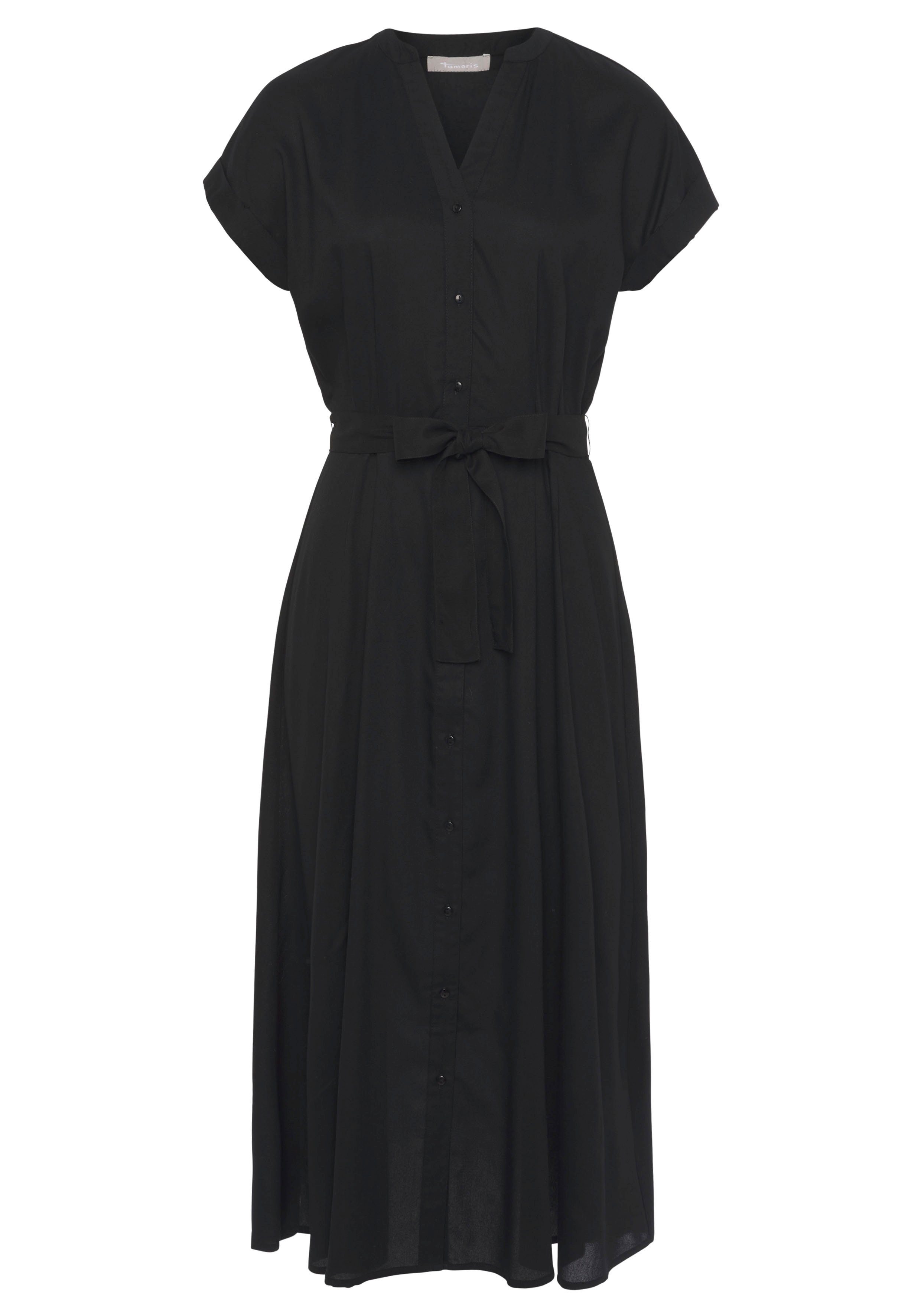 Tamaris Jurk met overhemdkraag kuitlang, sportieve stijl, van viscose, met staande kraag