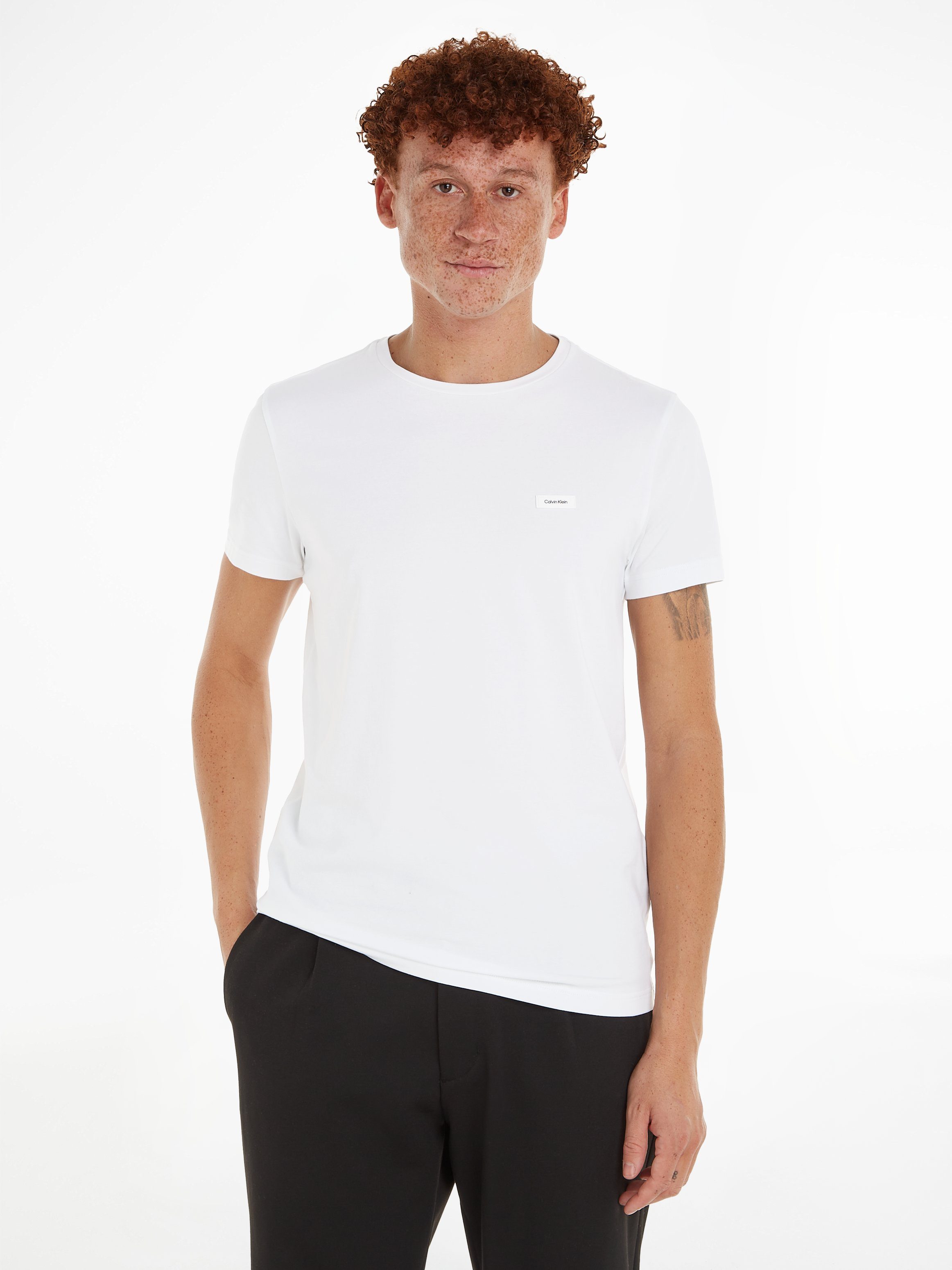 Calvin Klein T-shirt STRETCH SLIM FIT T-SHIRT heren t-shirts maat L wit