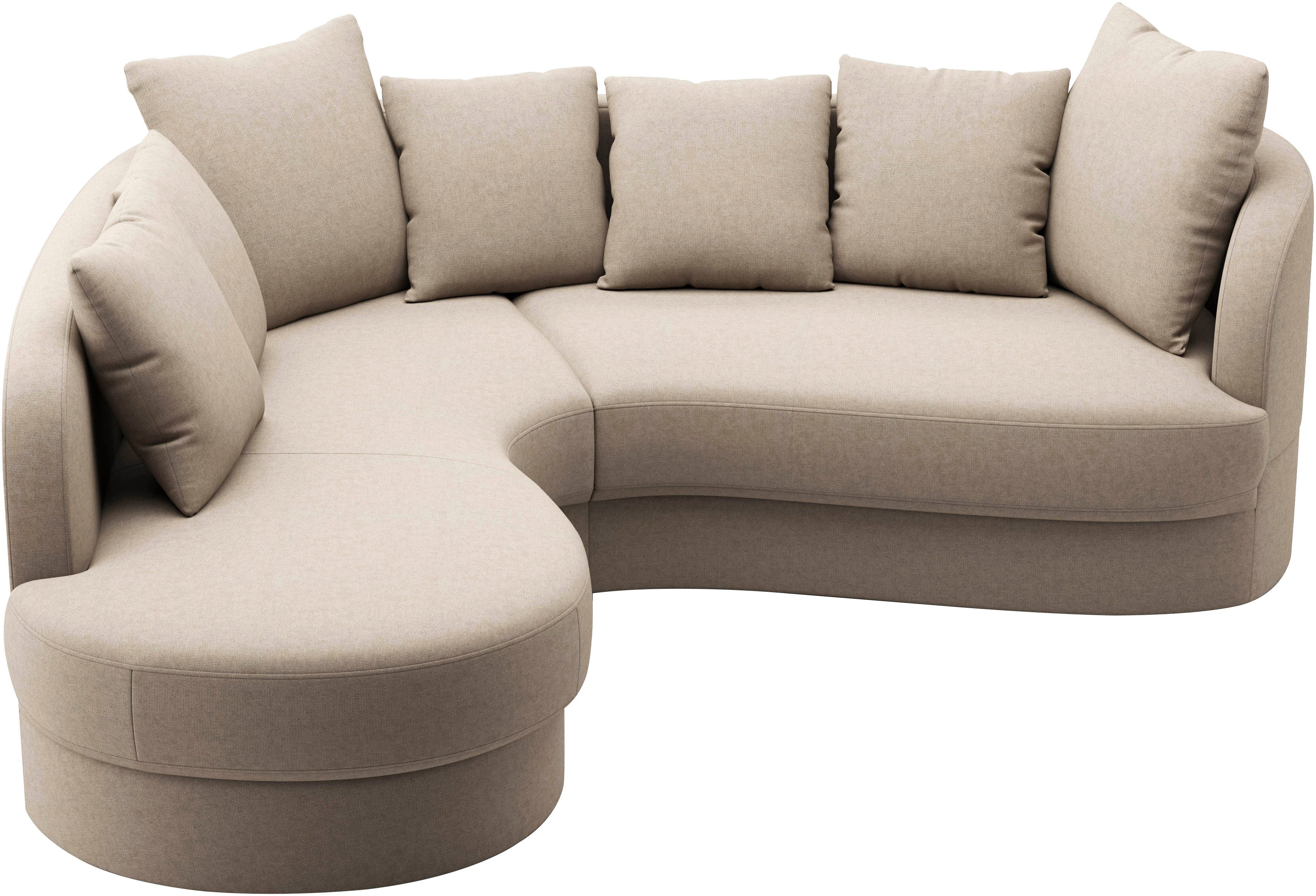 sit&more Hoekbank Samba L-vorm moderne organische vorm, inclusief 7 losse rugkussens