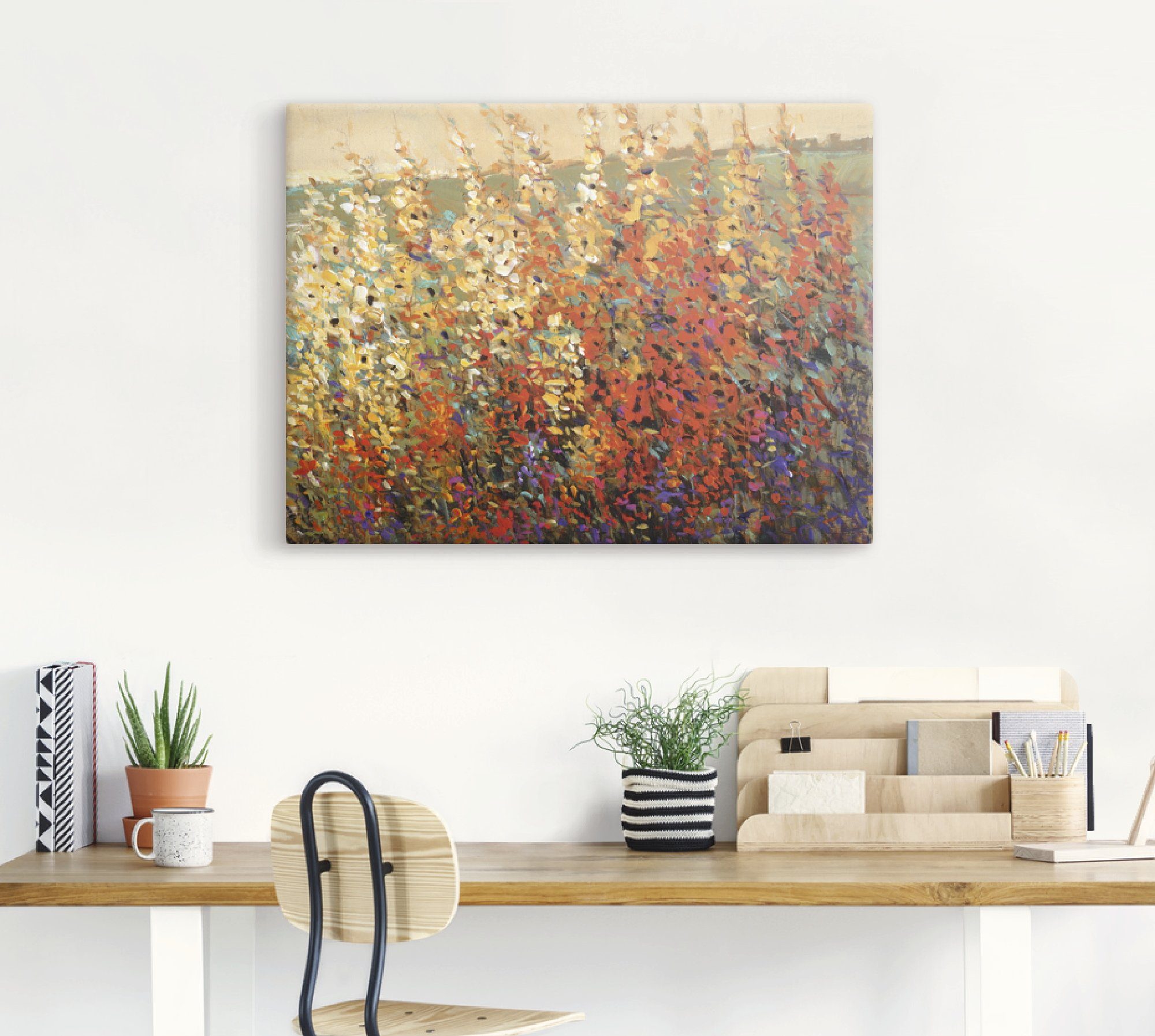Artland Artprint op linnen Veld met herfstbloemen I gespannen op een spieraam