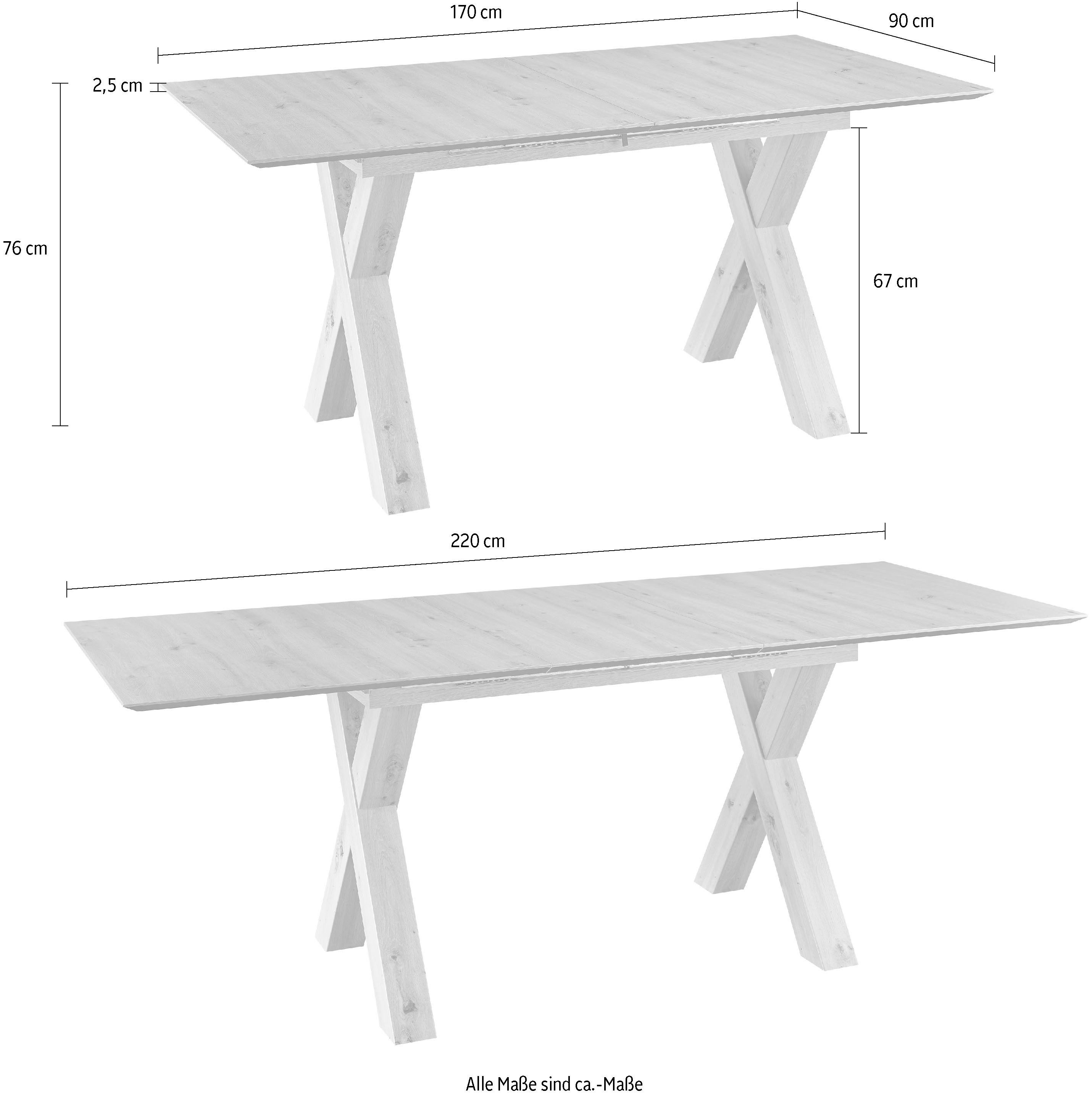 set one by Musterring Eettafel New Atlanta Rechthoekig blad met Zwitserse rand, uitschuifbaar, onderstel in U-vorm