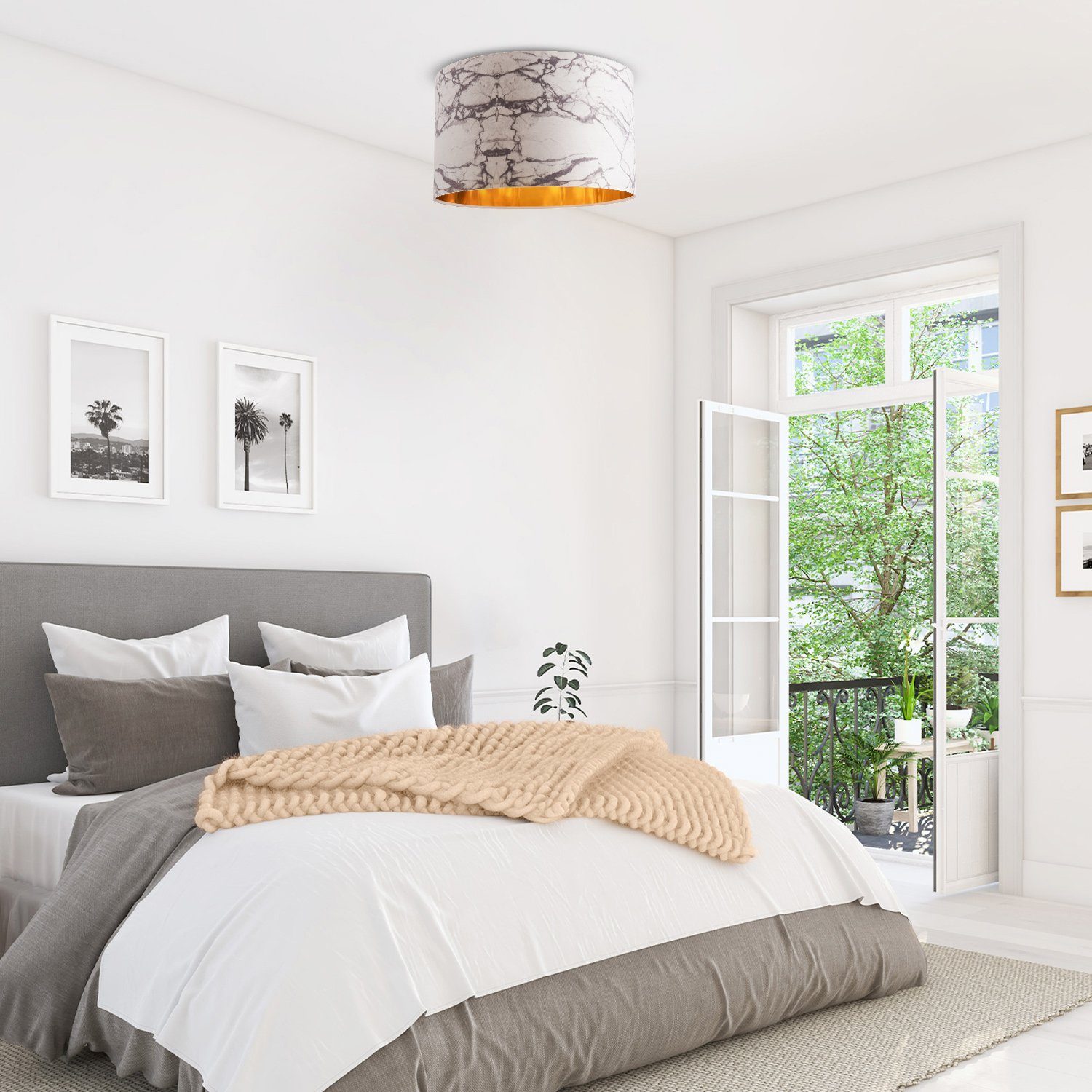 Paco Home Plafondlamp Kracht 525 Plafondlamp woonkamer hanglamp eetkamer marmer wit E27