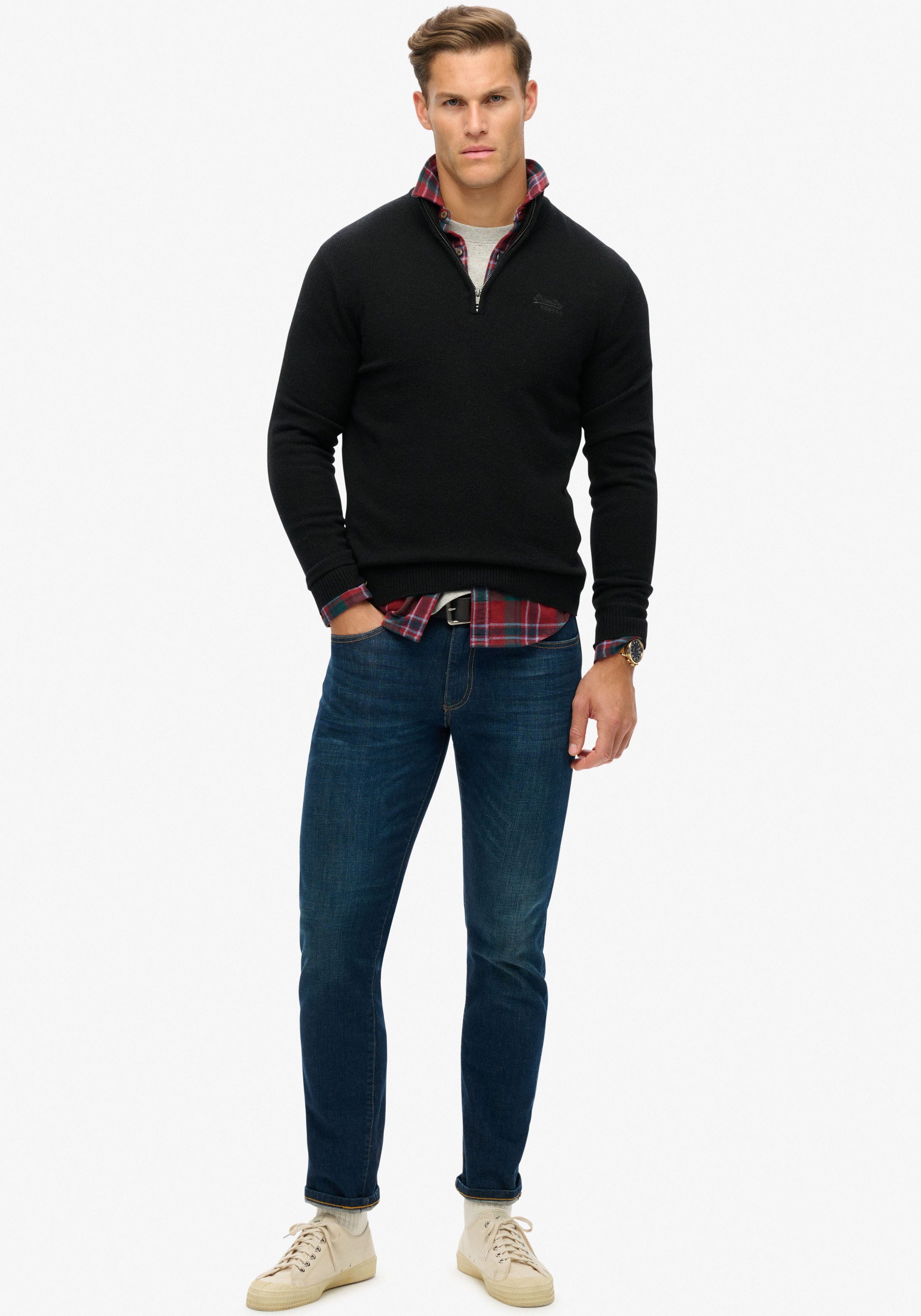 Superdry Gebreide trui ESSENTIAL EMB KNIT HALF ZIP